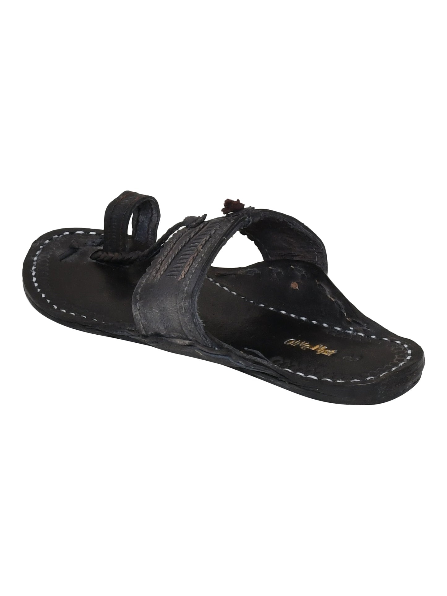 Men Black Ethnic Leather Handcrafted Kolhapuri (OMKP-015-BLACK)