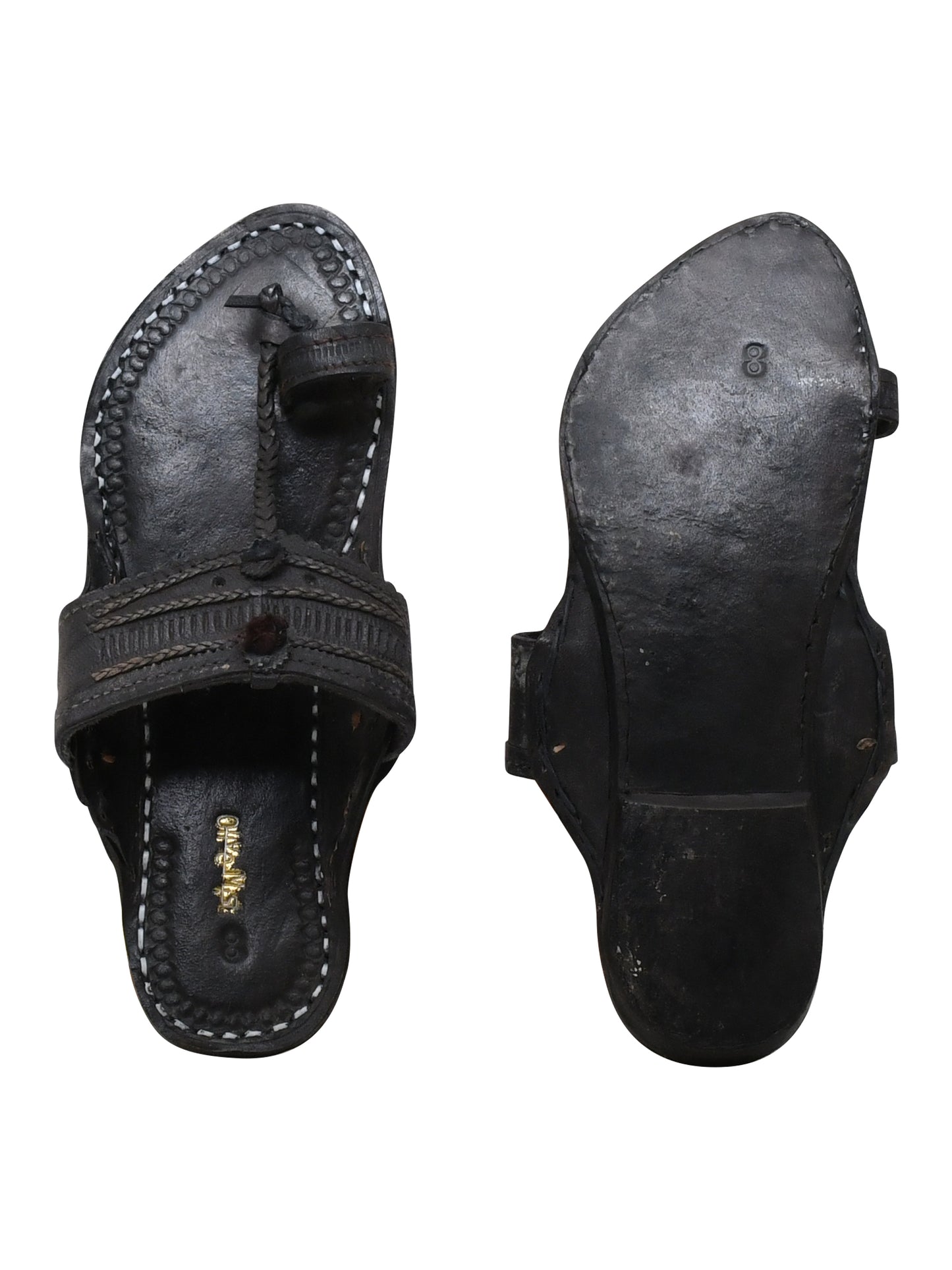 Men Black Ethnic Leather Handcrafted Kolhapuri (OMKP-015-BLACK)