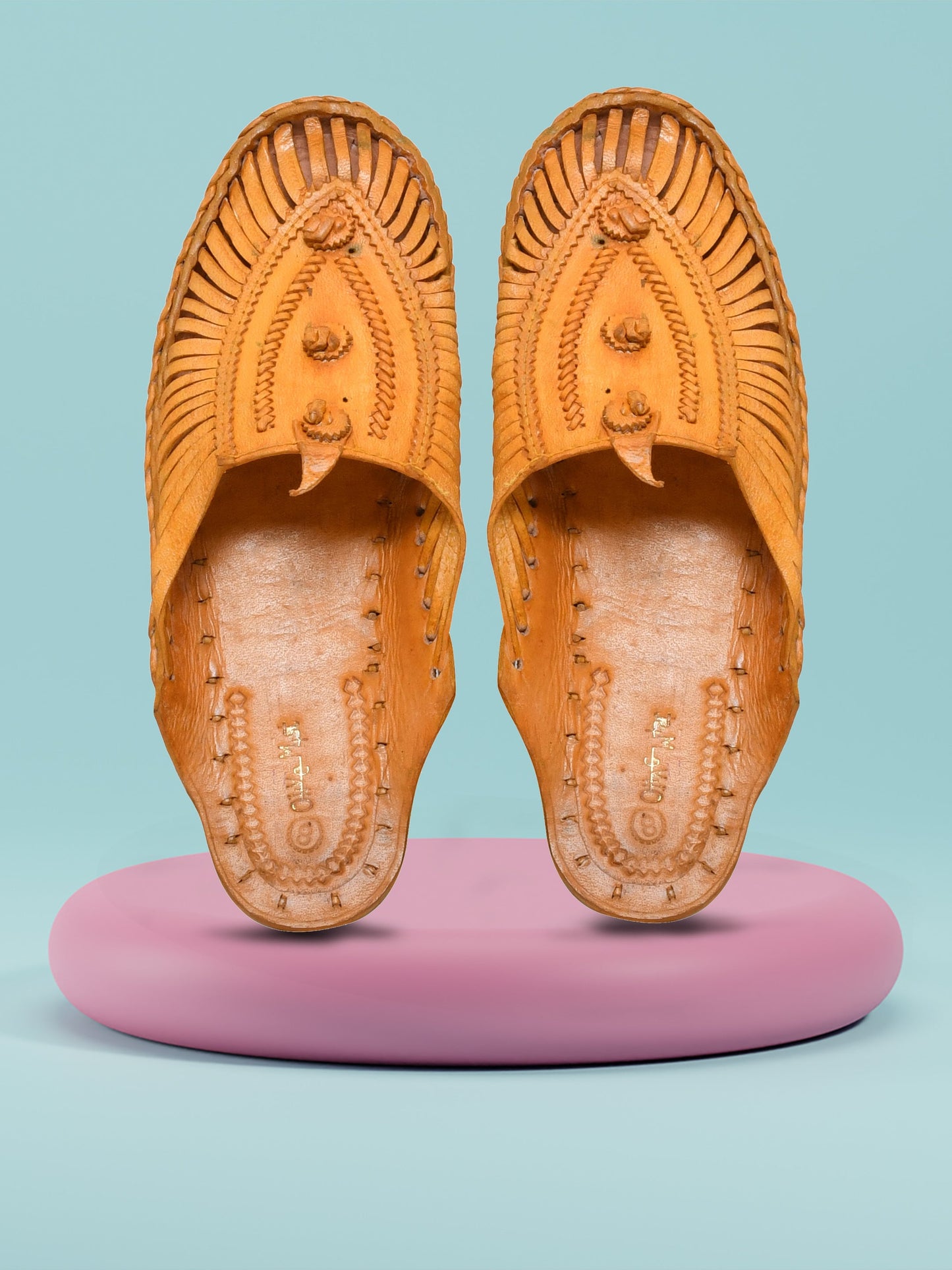 Men Tan Ethnic Leather Handcrafted Kolhapuri (OMKP-013-TAN)