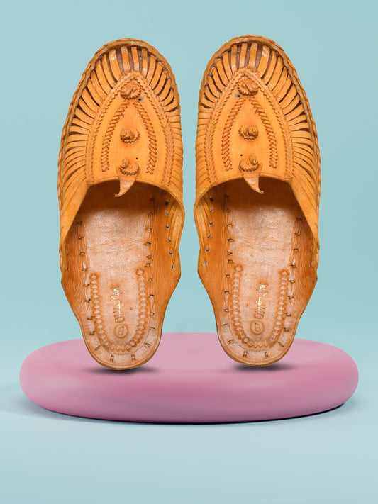 Men Tan Ethnic Leather Handcrafted Kolhapuri (OMKP-013-TAN)