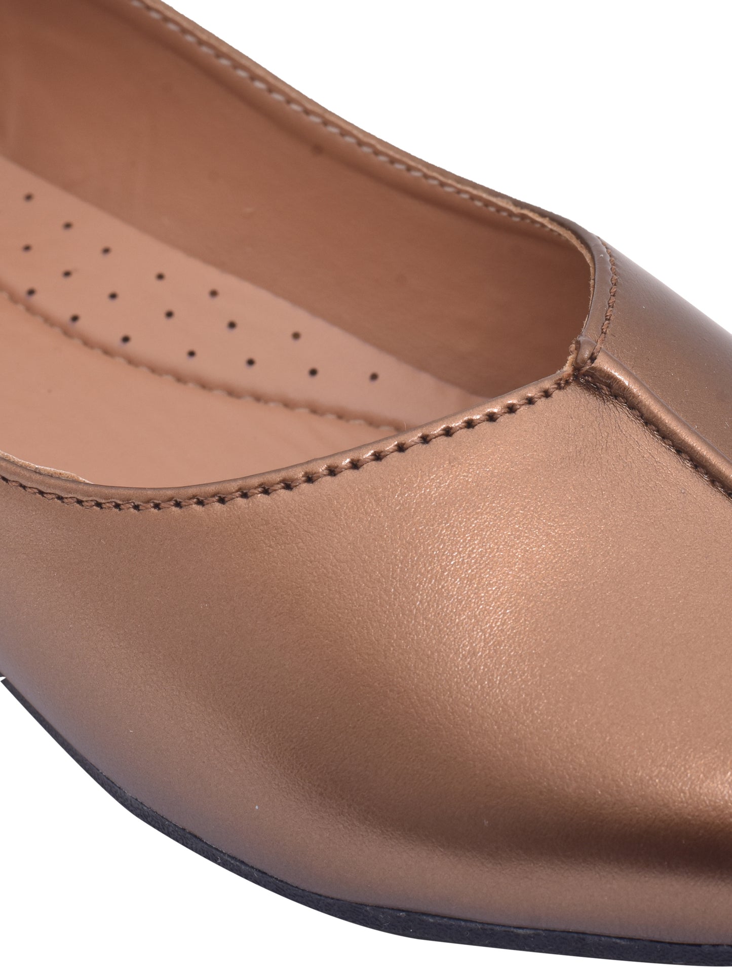 Women Metalic Brown Vegan Ballerinas Flats (OMFLT-1003-BROWN)