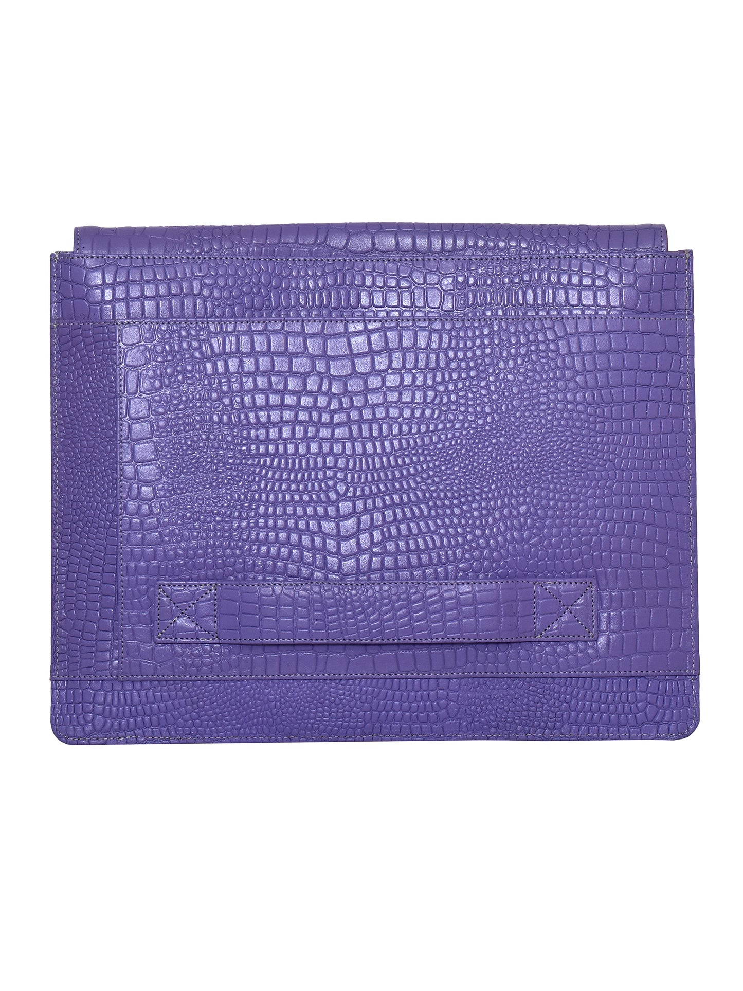 Unisex Violet Textured Genuine Leather Laptop Sleeve 16 Inch (OMLS-017-C16-VLET)