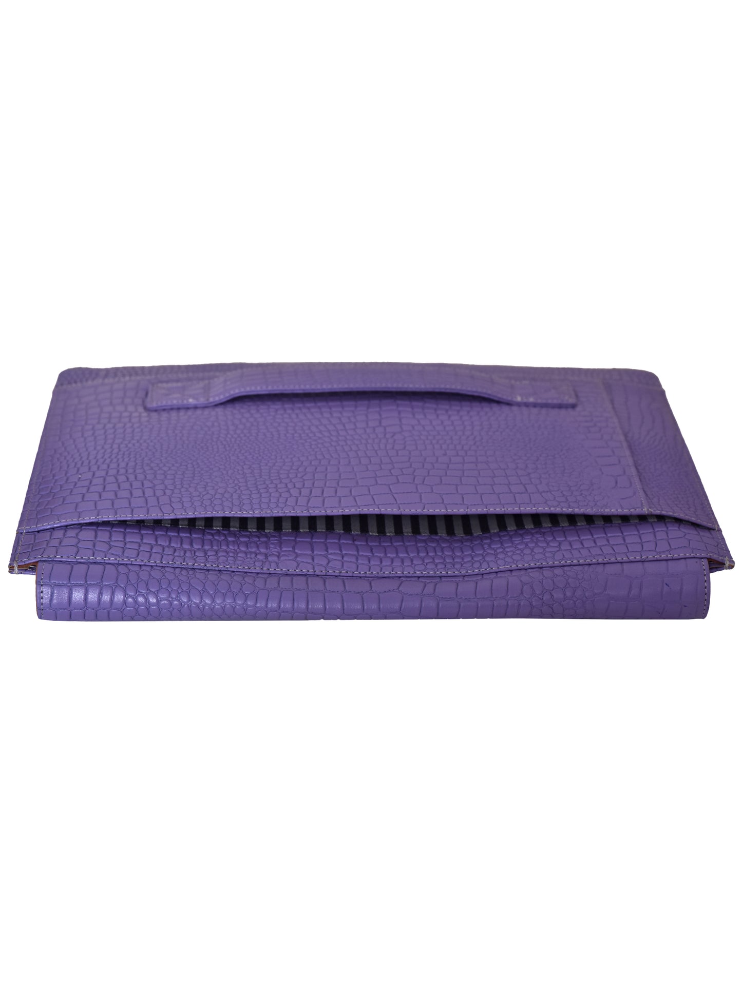 Unisex Violet Textured Genuine Leather Laptop Sleeve 16 Inch (OMLS-017-C16-VLET)