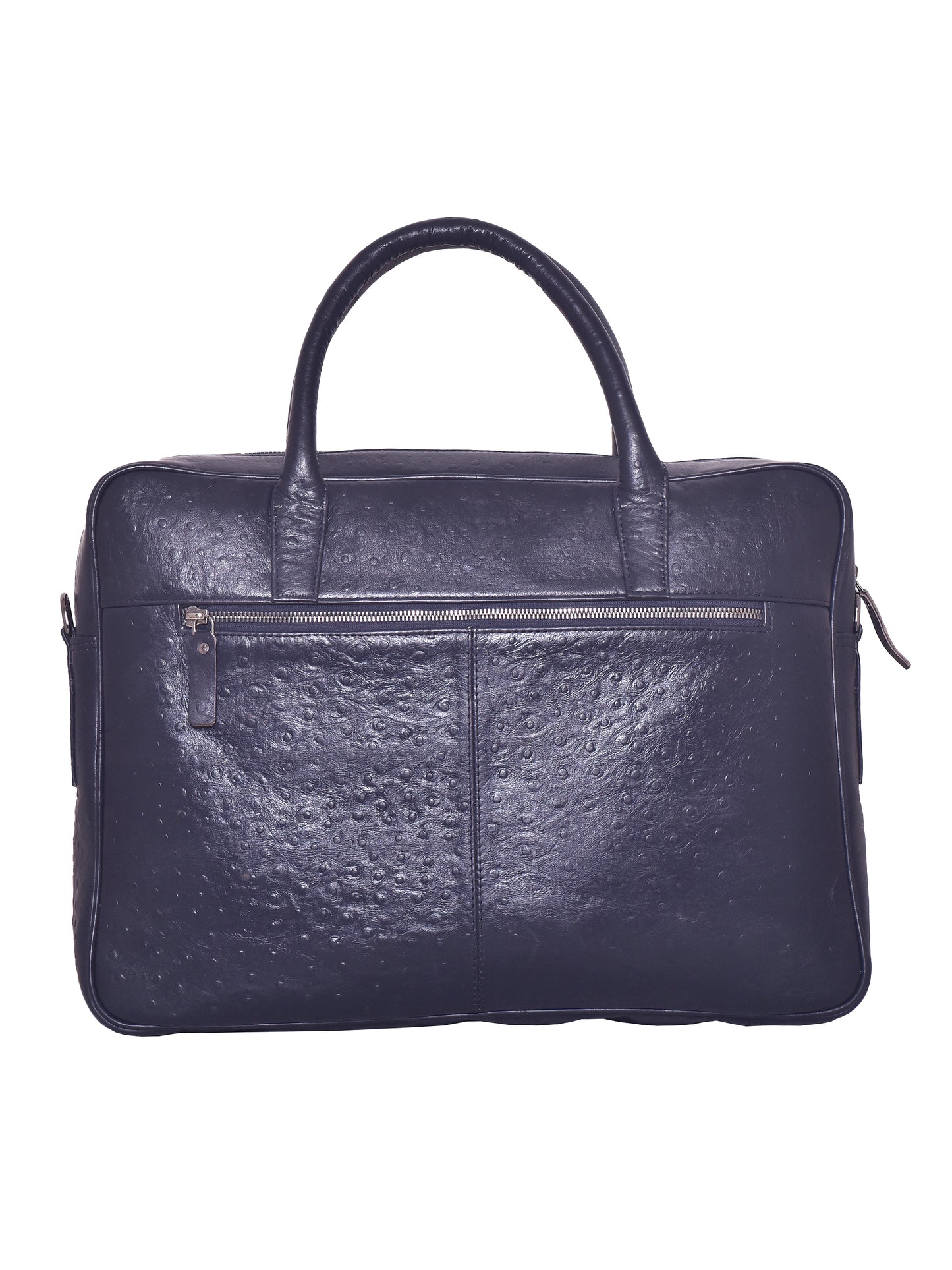 Unisex Navy Ostrich Textured Leather Laptop Bag 16 Inch (OMLB-016-O-BLUE)