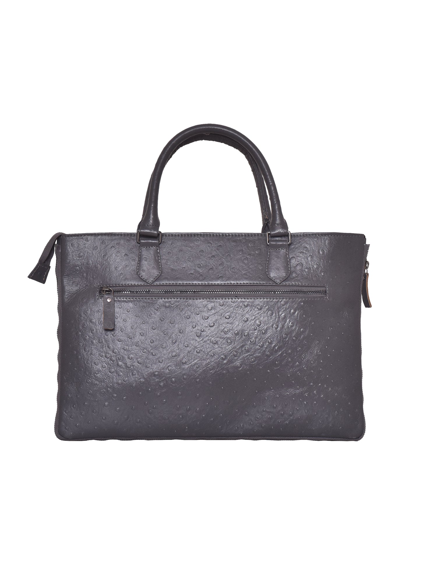 Unisex Grey Ostrich Textured Leather Expandable Laptop Bag 16 Inch (OMLB-018-O-GREY)