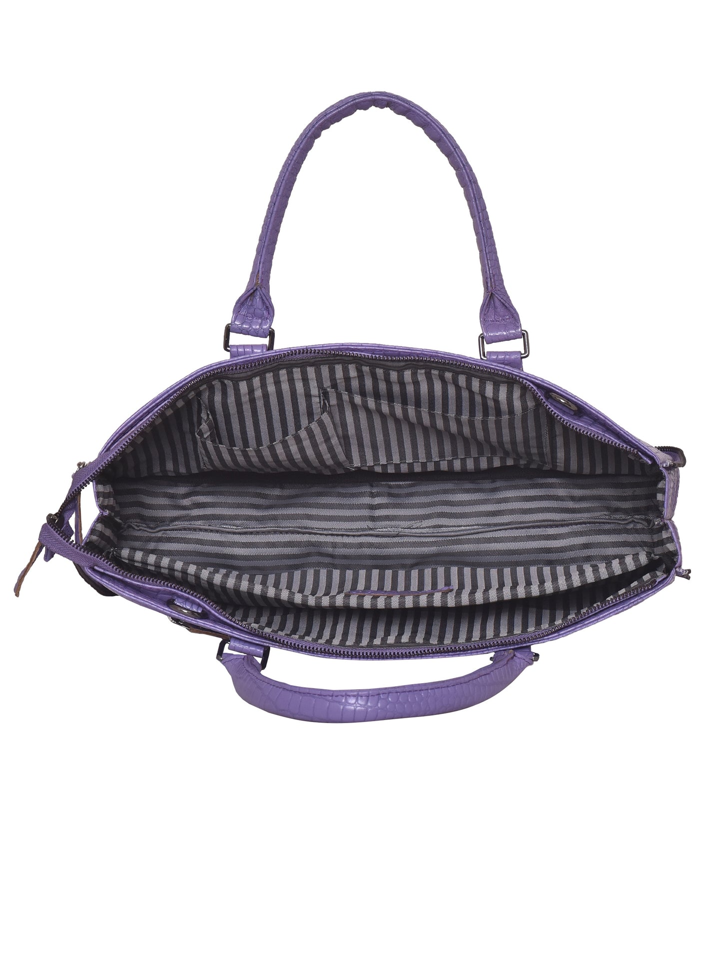 Unisex Violet Crocodile Textured Leather Expandable Laptop Bag 16 Inch (OMLB-018-C-VIOLET)