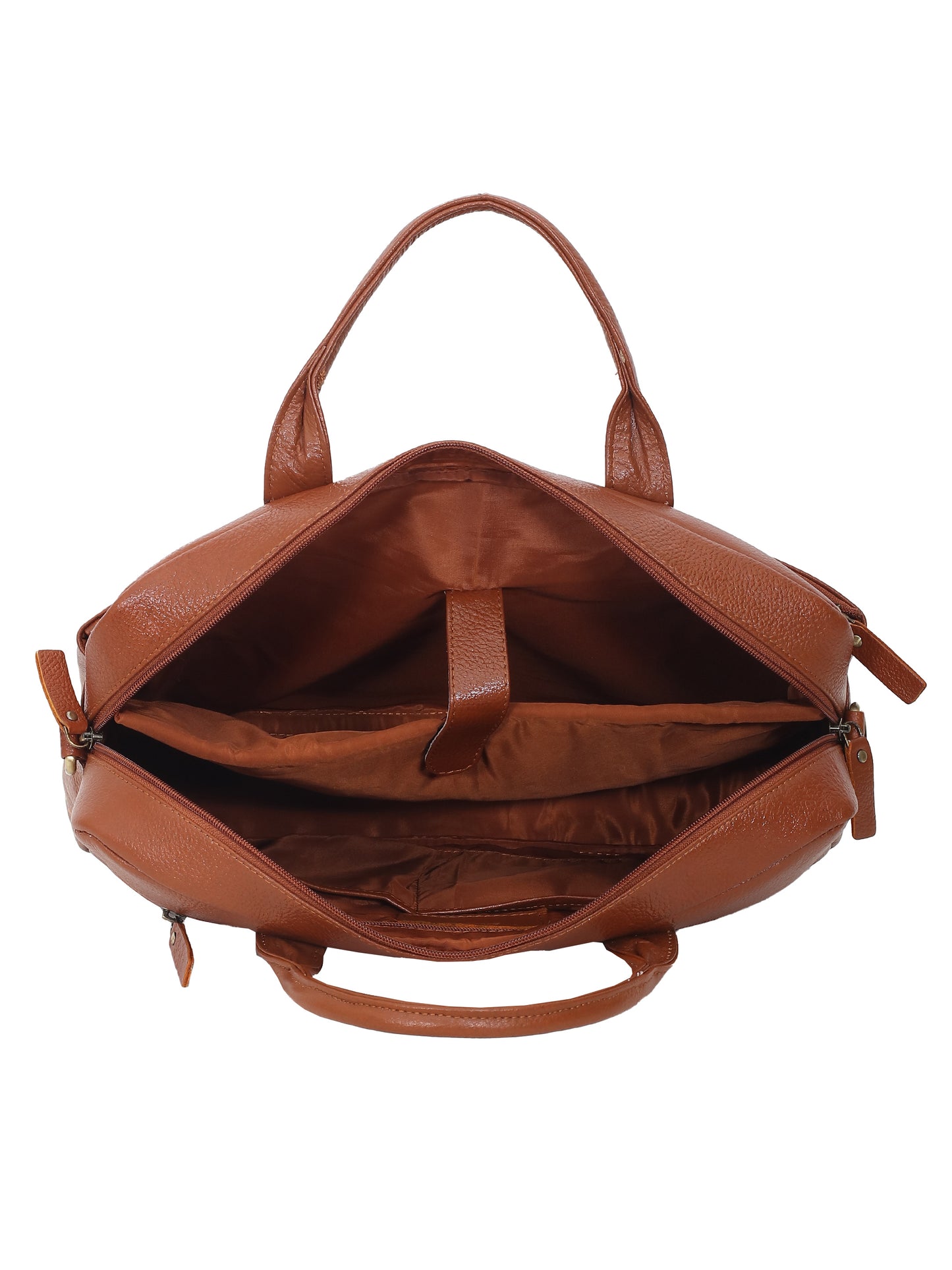 Unisex Tan Solid Leather Laptop Bag 16 Inch (OMLB-023N-TAN)