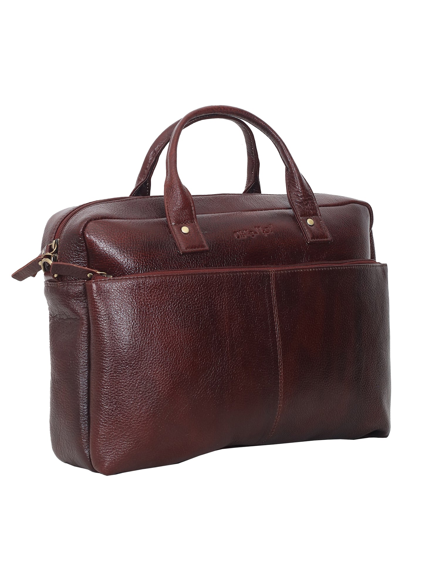 Unisex Brown Solid Leather Laptop Bag 16 Inch (OMLB-023N-B-BROWN)