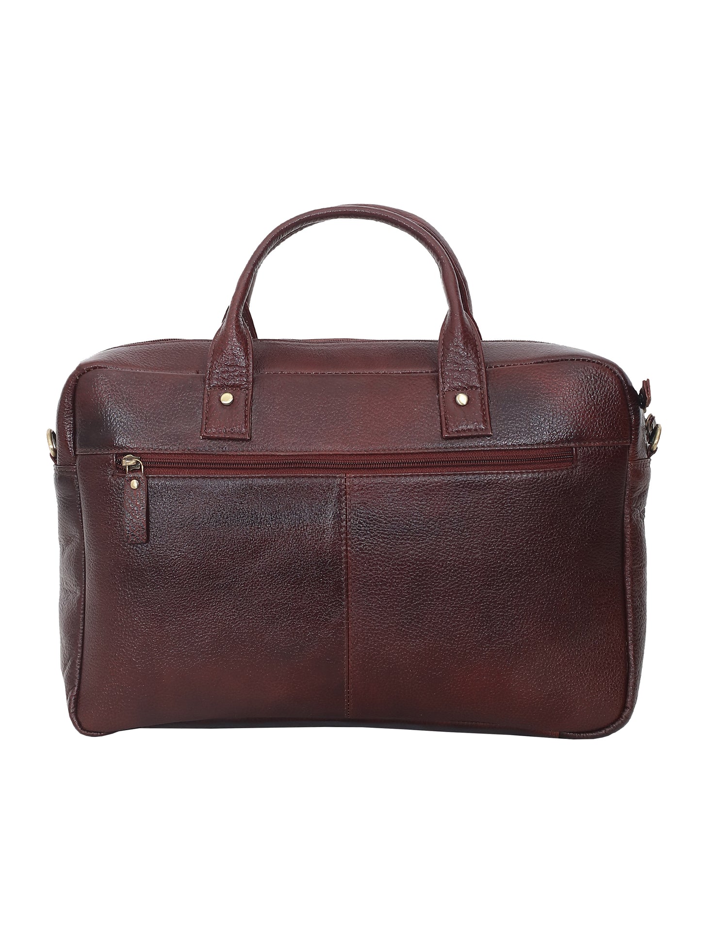 Unisex Brown Solid Leather Laptop Bag 16 Inch (OMLB-023N-B-BROWN)