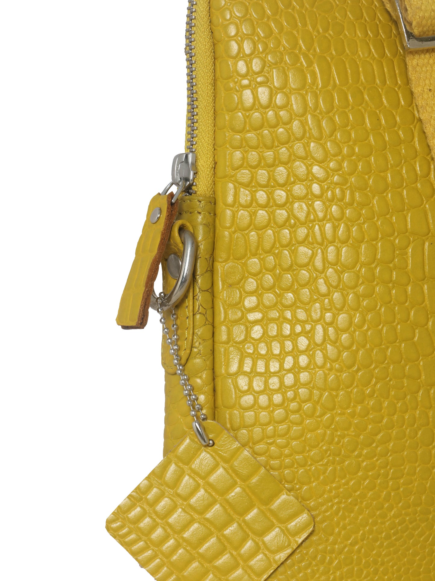 Unisex Mustard Crocodile Print Leather Laptop Bag 16 Inch (OMLB-001-C-MUSTARD)