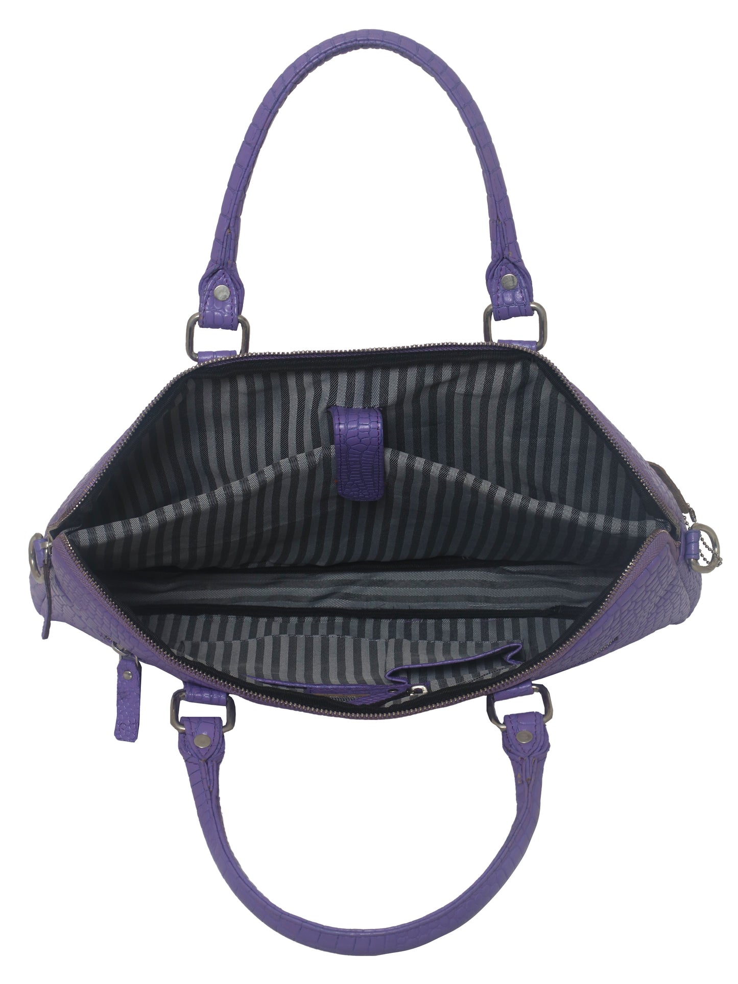 Unisex Violet Crocodile Print Leather Laptop Bag 16 Inch (OMLB-001-C-VIOLET)