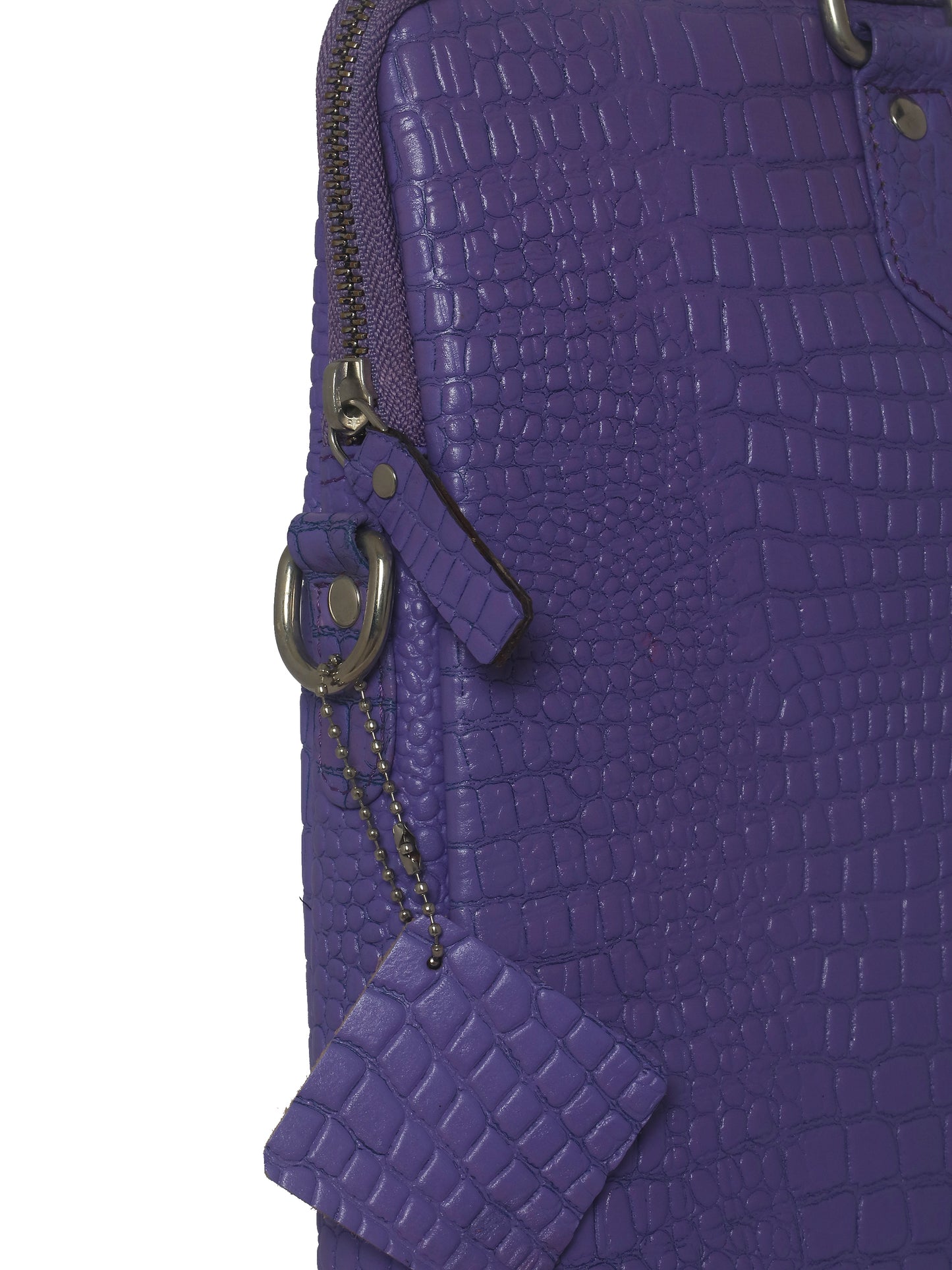 Unisex Violet Crocodile Print Leather Laptop Bag 16 Inch (OMLB-001-C-VIOLET)