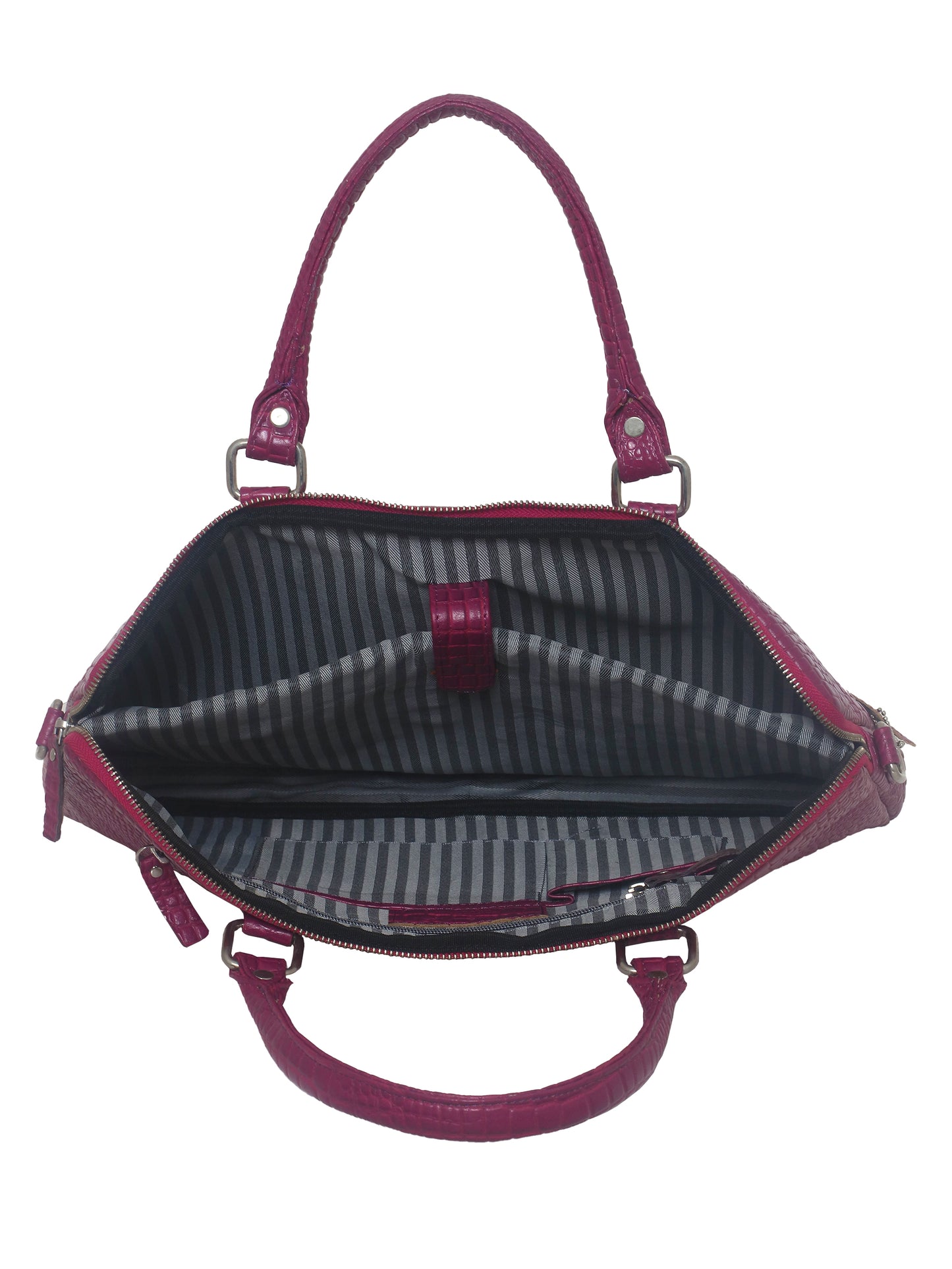 Unisex  Leather Laptop Bag -Burgundy Crocodile Print 16 Inch (OMLB-001-C-BURGNDY)