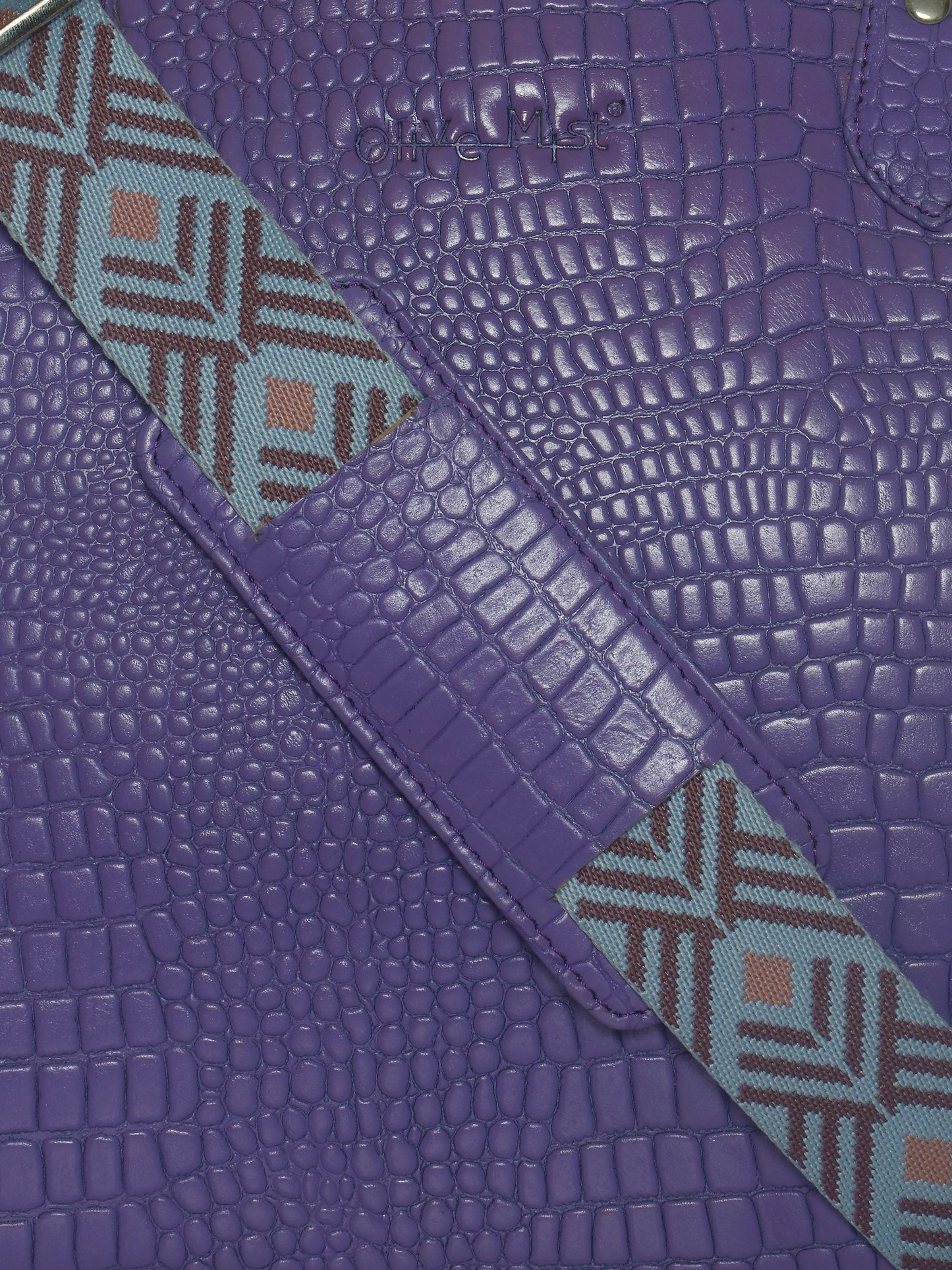 Unisex Violet Crocodile Print Leather Laptop Bag 16 Inch (OMLB-001-C-VIOLET)