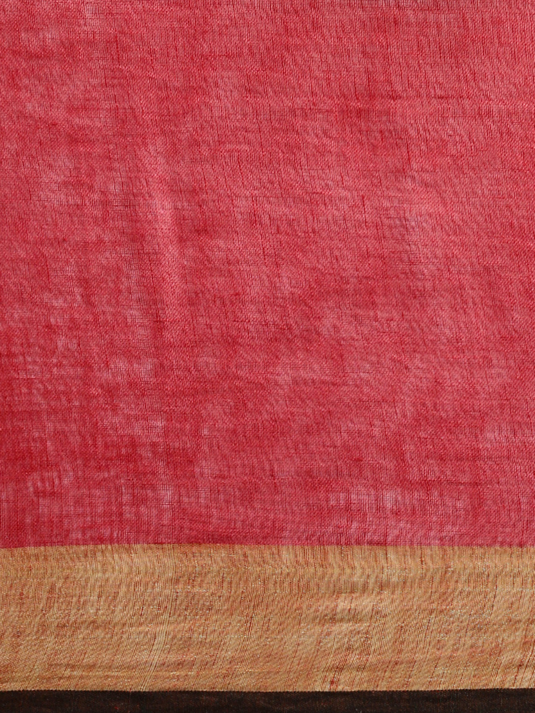 Red & Golden Pure Linen Solid Handloom Sustainable Bhagalpuri Saree (NASR3-59-RED)