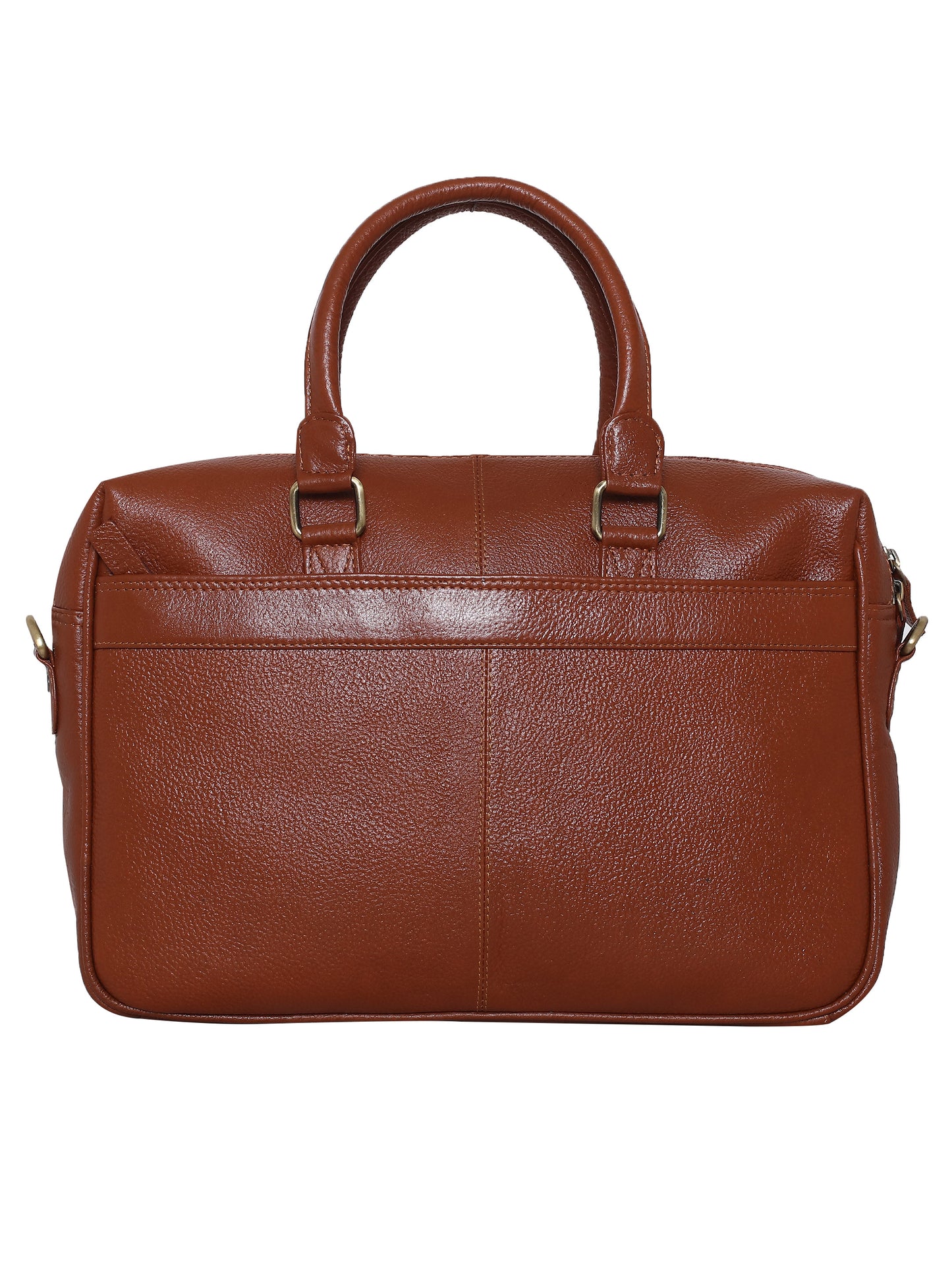 Unisex Tan Solid Leather Laptop Bag 16 Inch (OMLB-022N-TAN)