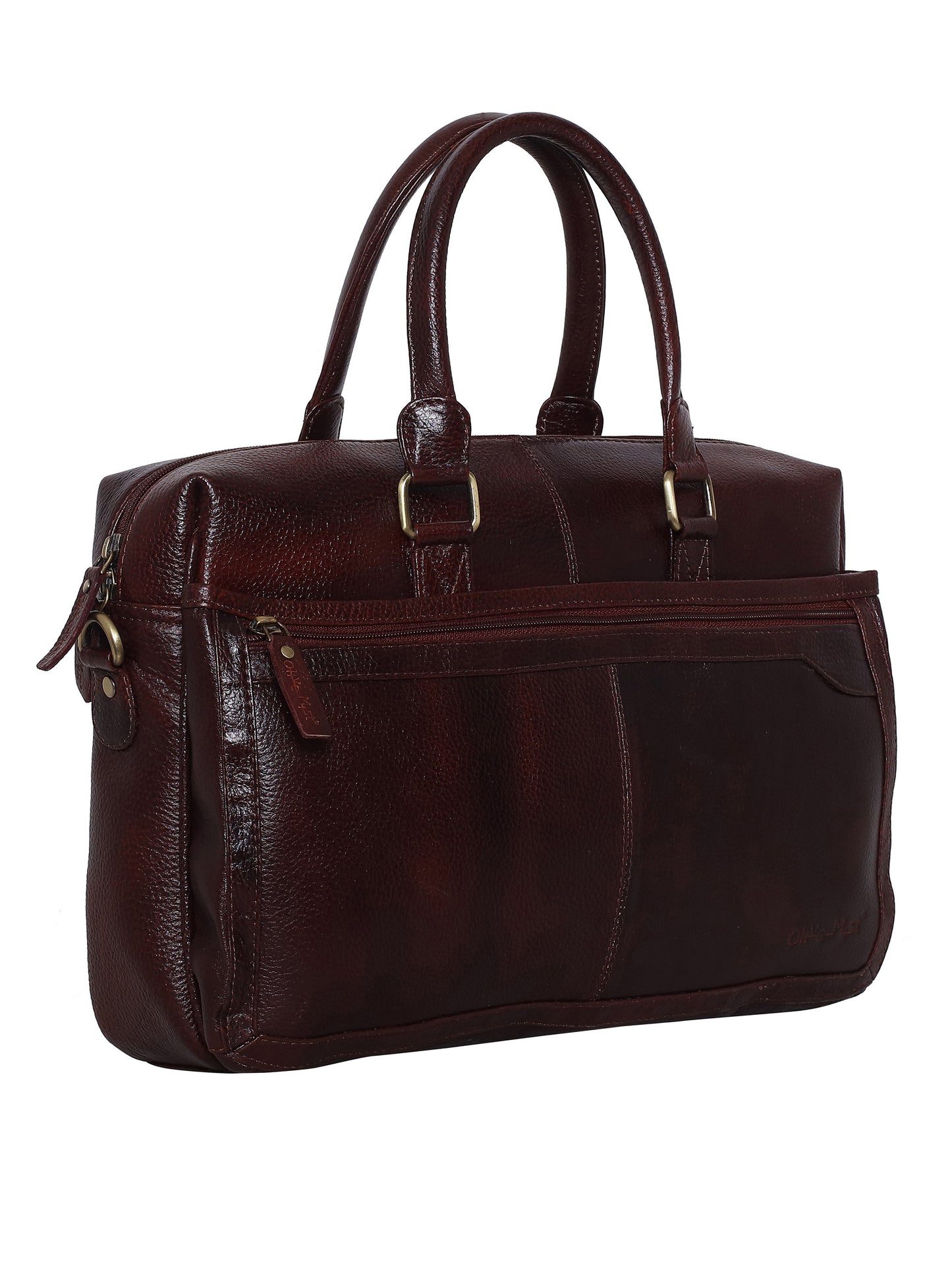 Unisex Brown Leather Laptop Bag - 16 Inch (OMLB-022N-B-BROWN)