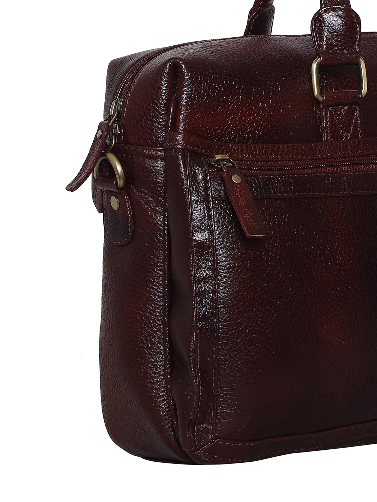 Unisex Brown Leather Laptop Bag - 16 Inch (OMLB-022N-B-BROWN)