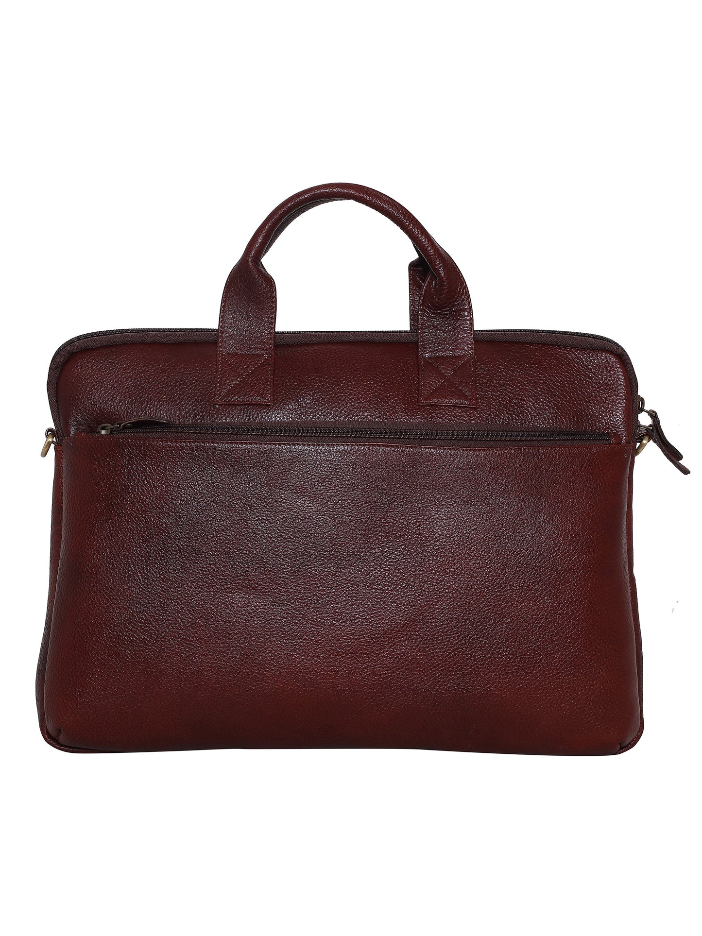 Unisex Brown Solid Leather Laptop Bag 16 Inch (OMLB-025N-B-BROWN)