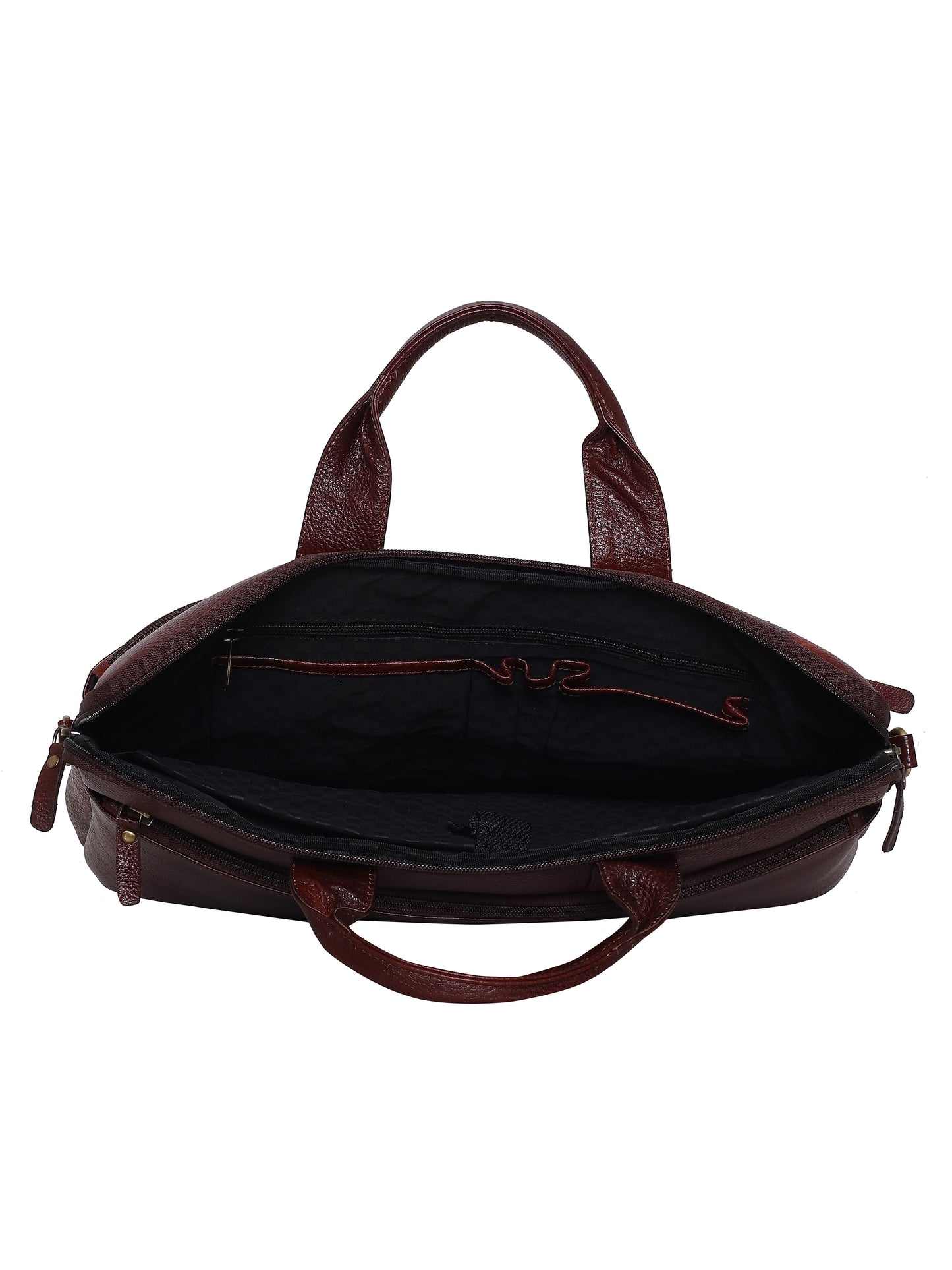 Unisex Brown Solid Leather Laptop Bag 16 Inch (OMLB-025N-B-BROWN)