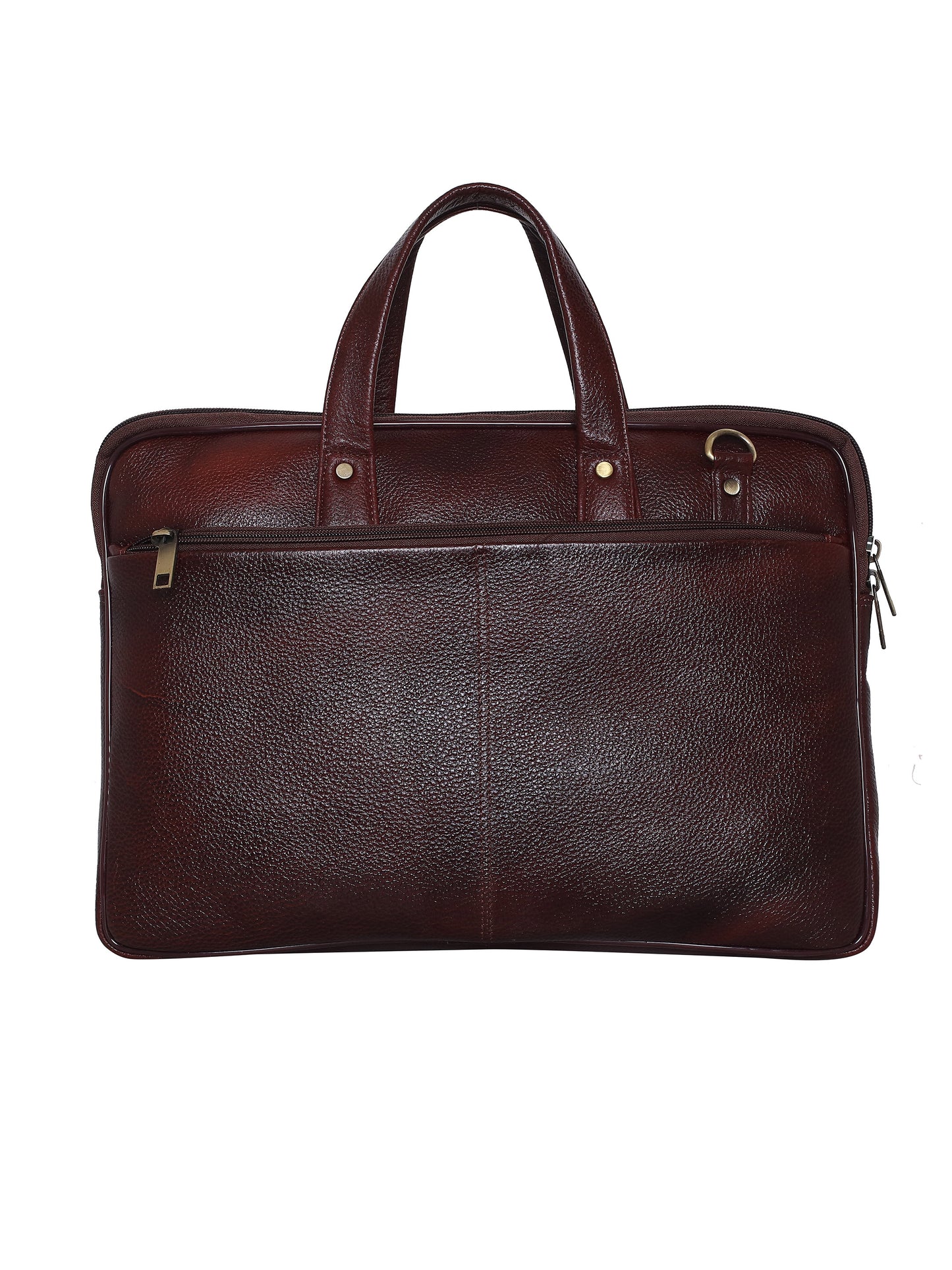 Unisex Brown Solid Leather Laptop Bag 16 Inch (OMLB-026N-B-BROWN)