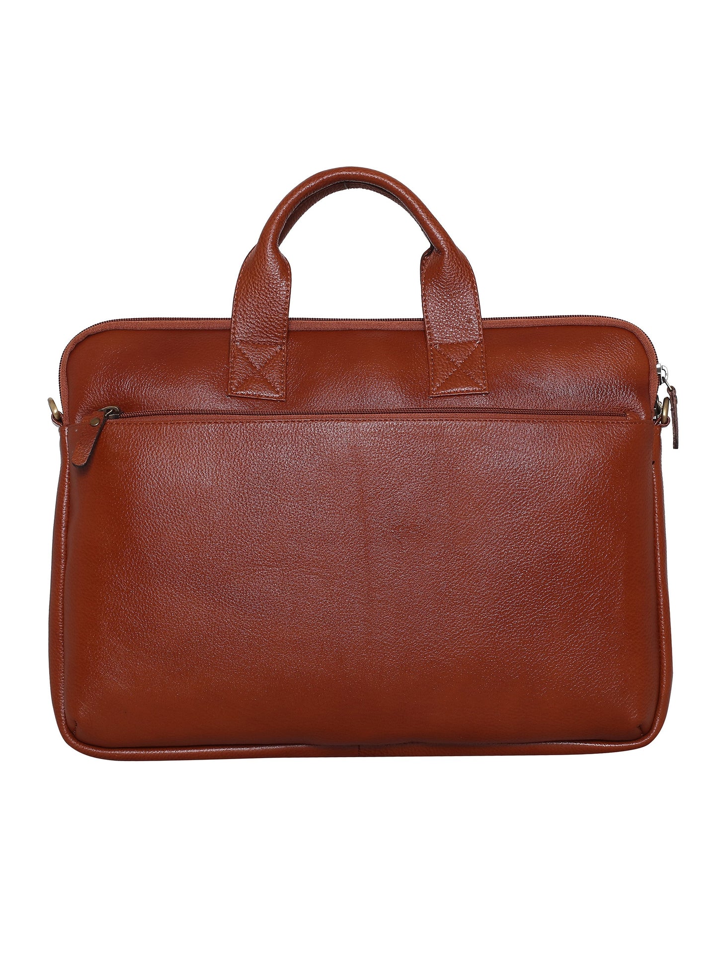 Unisex Tan Solid Leather Laptop Bag 16 Inch (OMLB-025N-TAN)