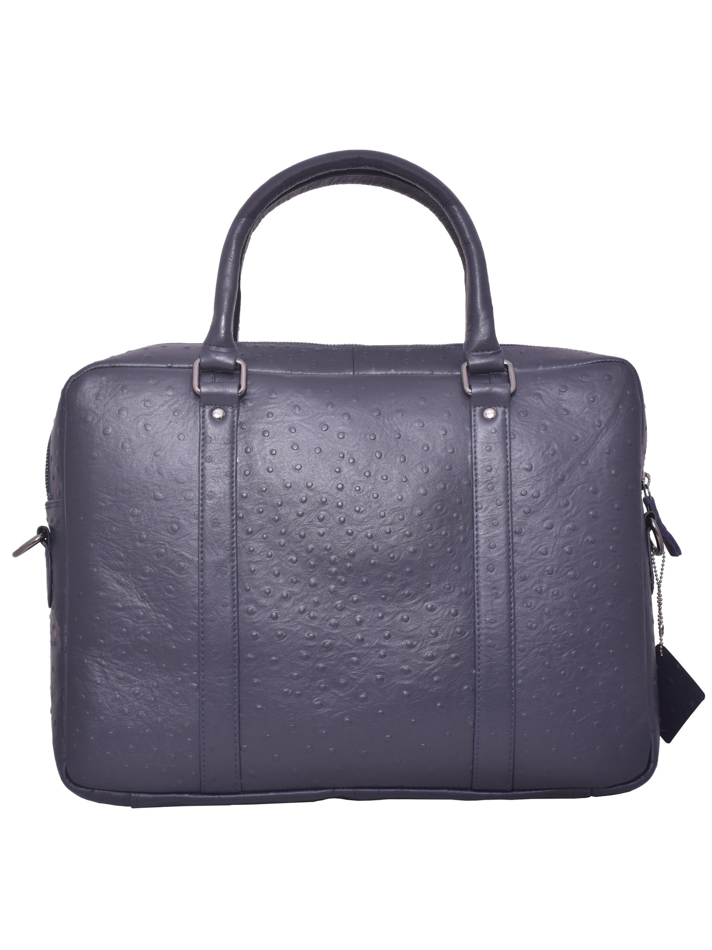 Unisex Navy Ostrich Leather 16 Inch Laptop Bag (OMLB-002-O-BLUE)