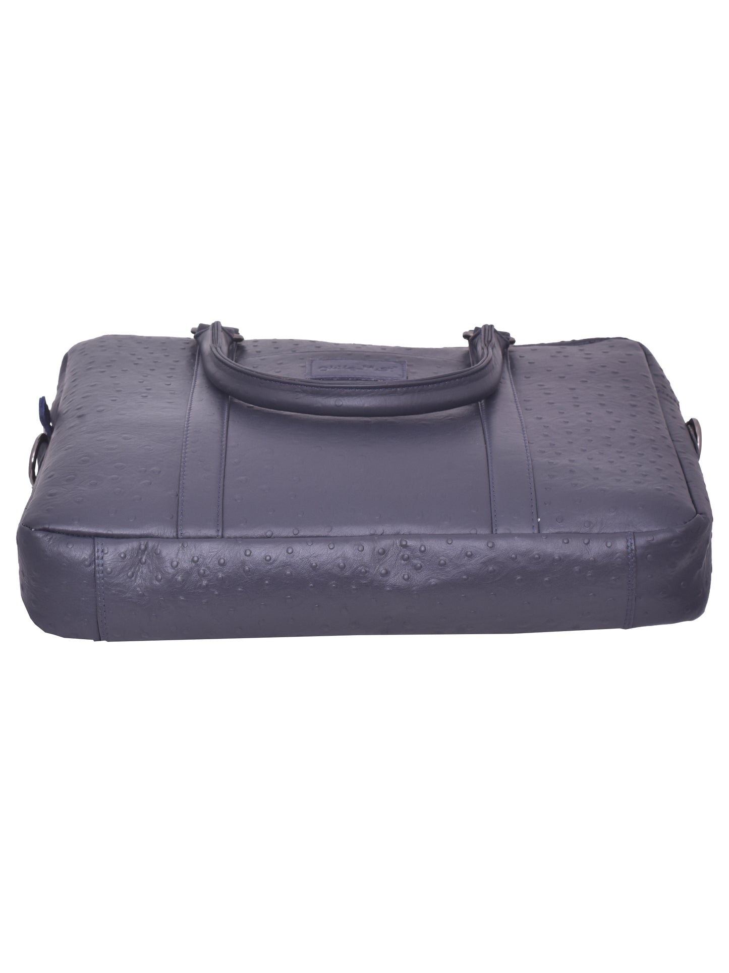 Unisex Navy Ostrich Leather 16 Inch Laptop Bag (OMLB-002-O-BLUE)