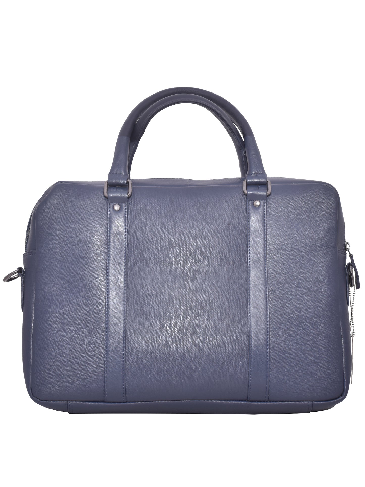 Unisex Navy Saffiano Textured Genuine Leather Laptop Bag 16 Inch (OMLB-002-S-BLUE)