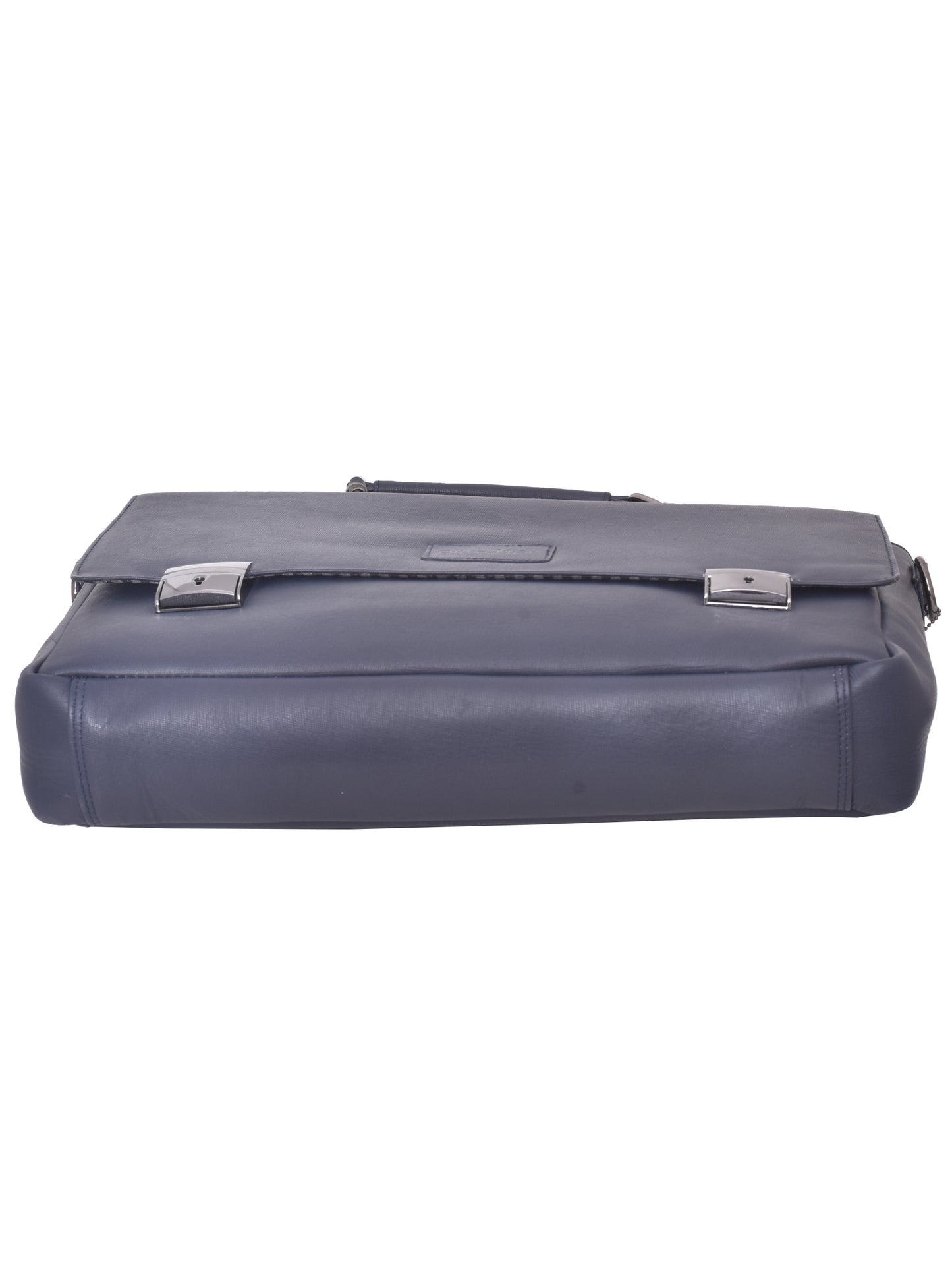 Unisex Navy Saffiano Textured Leather Laptop Bag With Lock & Key 16 Inch (OMLB-004-S-BLUE)