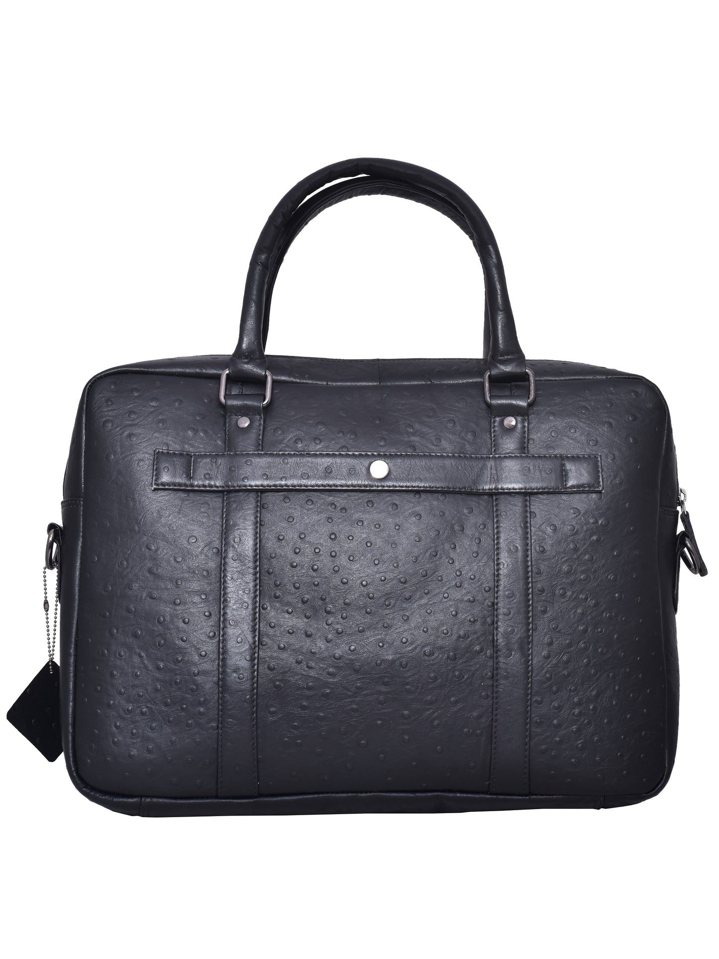 Black Leather Laptop Unisex Ostrich Textured Bag 16 Inch (OMLB-006-O-BLACK)