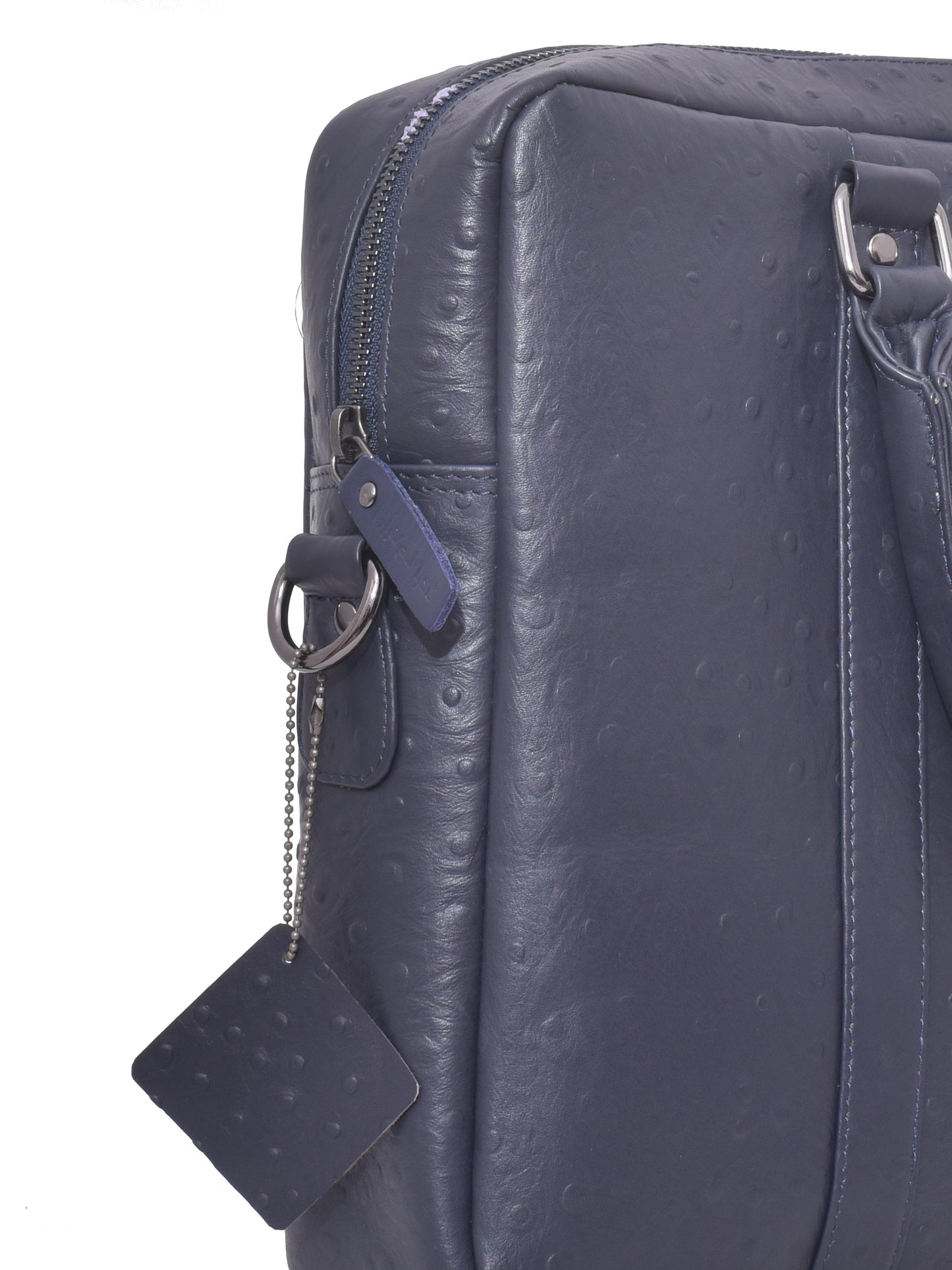 Unisex Navy Ostrich Textured Leather Laptop Bag 16 Inch (OMLB-006-O-BLUE)