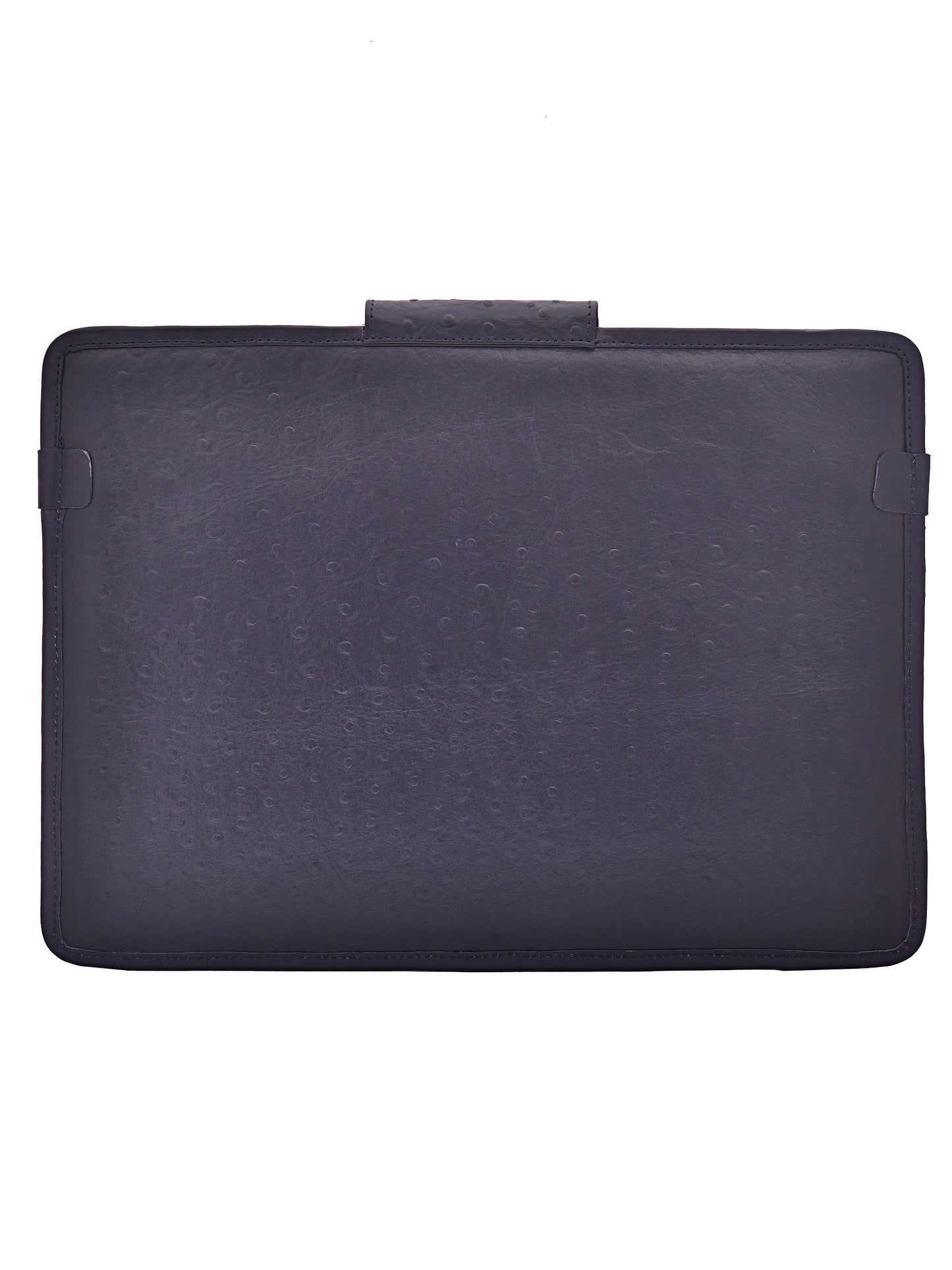 Unisex Blue Ostrich Textured Leather Laptop Sleeve 14 Inch (OMLS-012-O-BLUE)