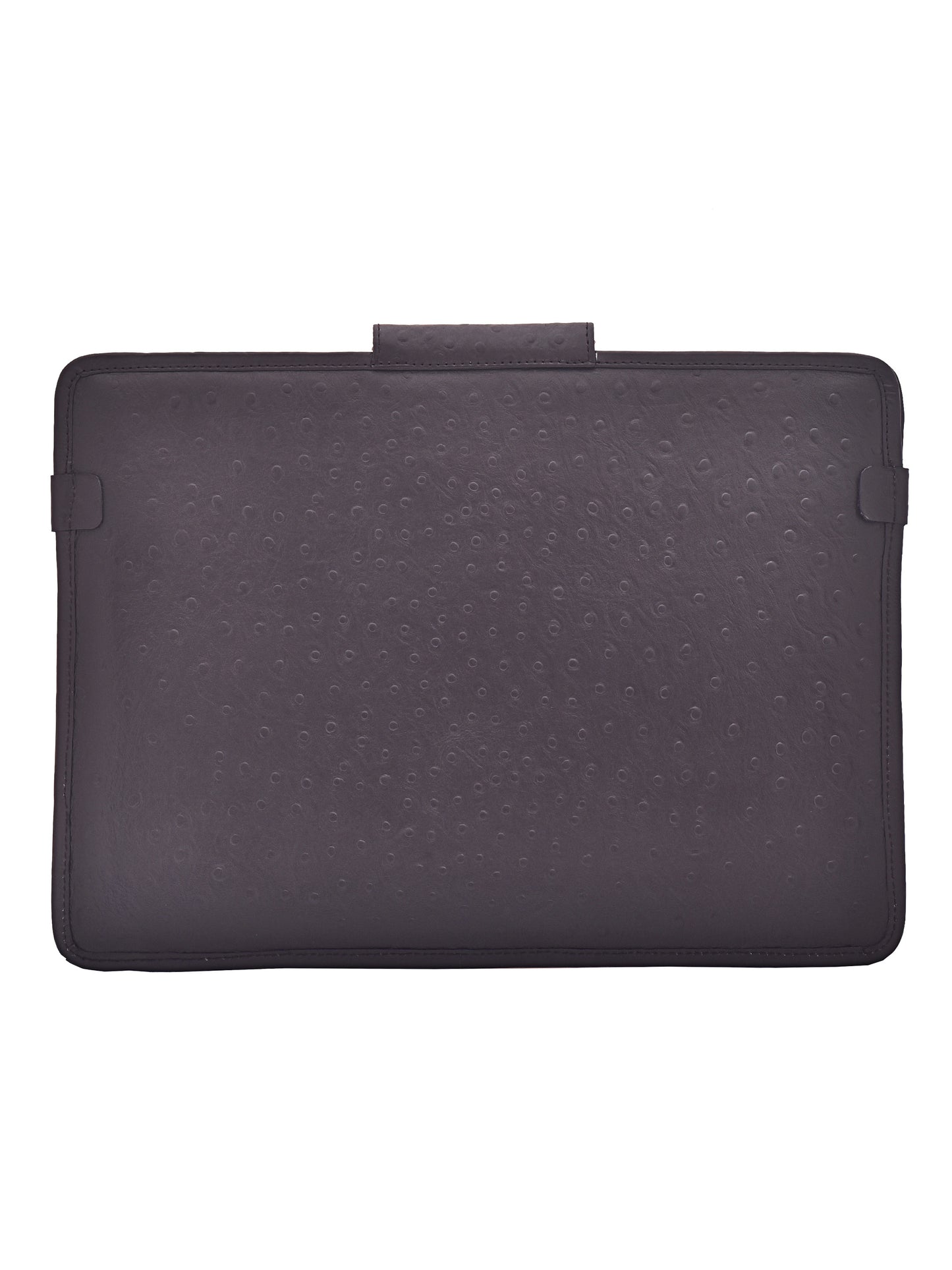 Unisex Brown Ostrich Textured Leather Laptop Sleeve 14 Inch (OMLS-012-O-BROWN)