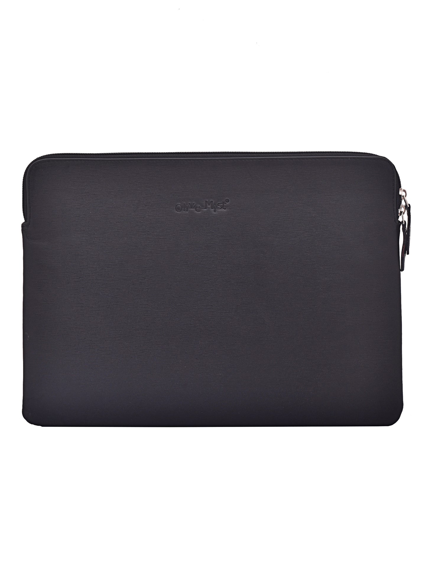 Unisex Black Saffiano Textured Leather Laptop Sleeve 14 Inch (OMLS-013-S-BLACK)