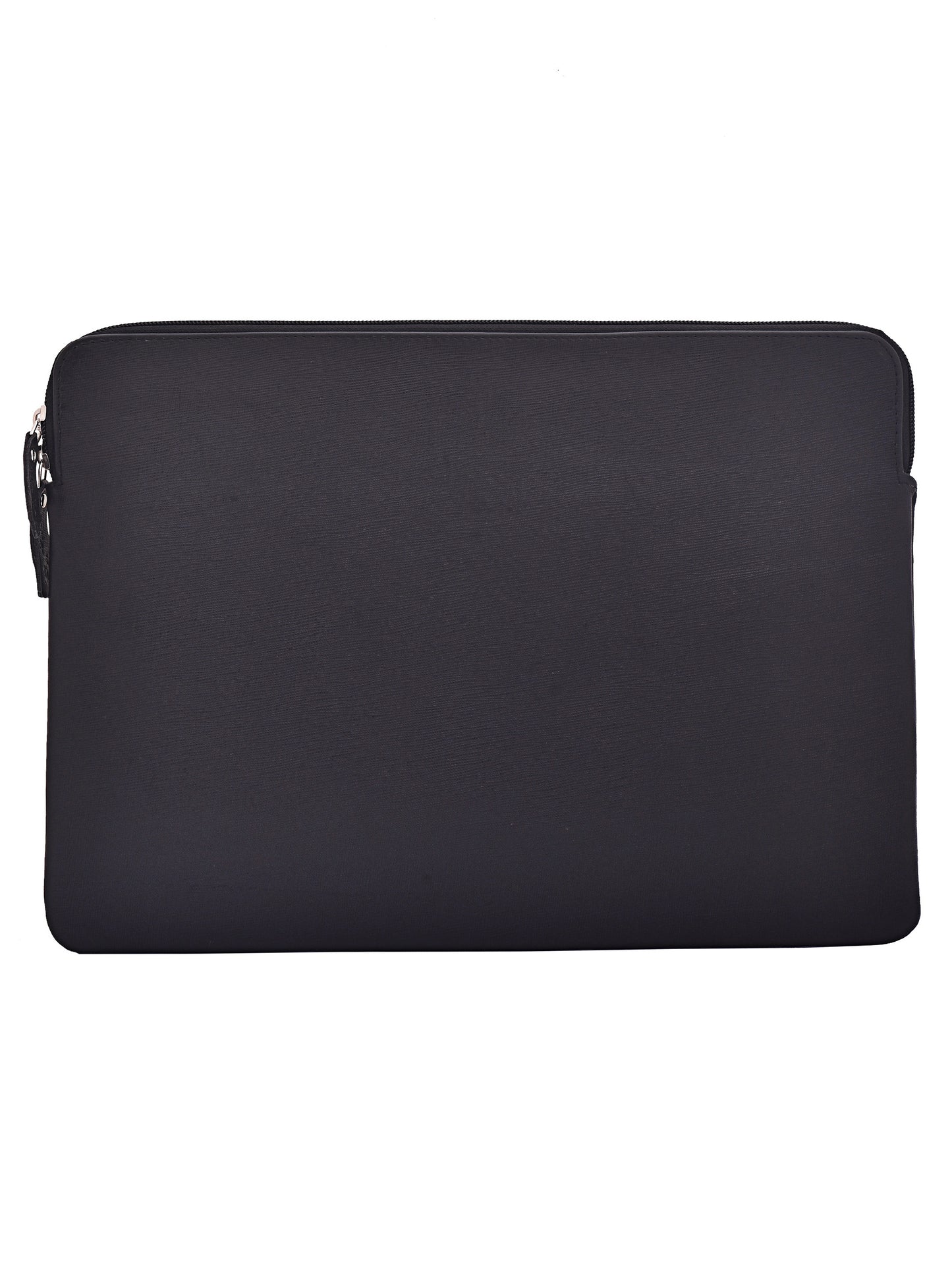 Unisex Black Saffiano Textured Leather Laptop Sleeve 14 Inch (OMLS-013-S-BLACK)