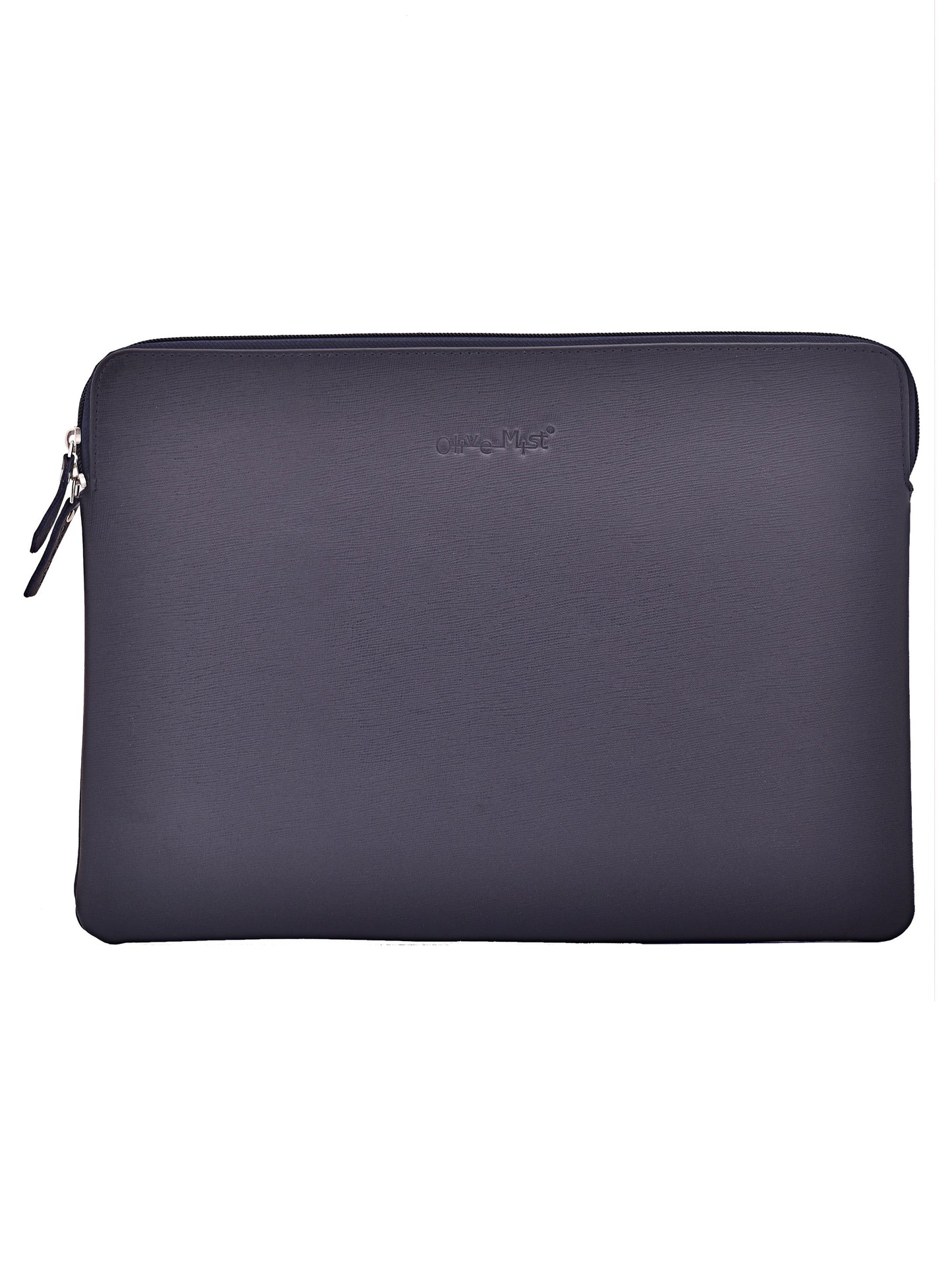 Unisex Blue Saffiano Textured Leather 16 Laptop Sleeve 14 Inch (OMLS-013-S-BLUE)