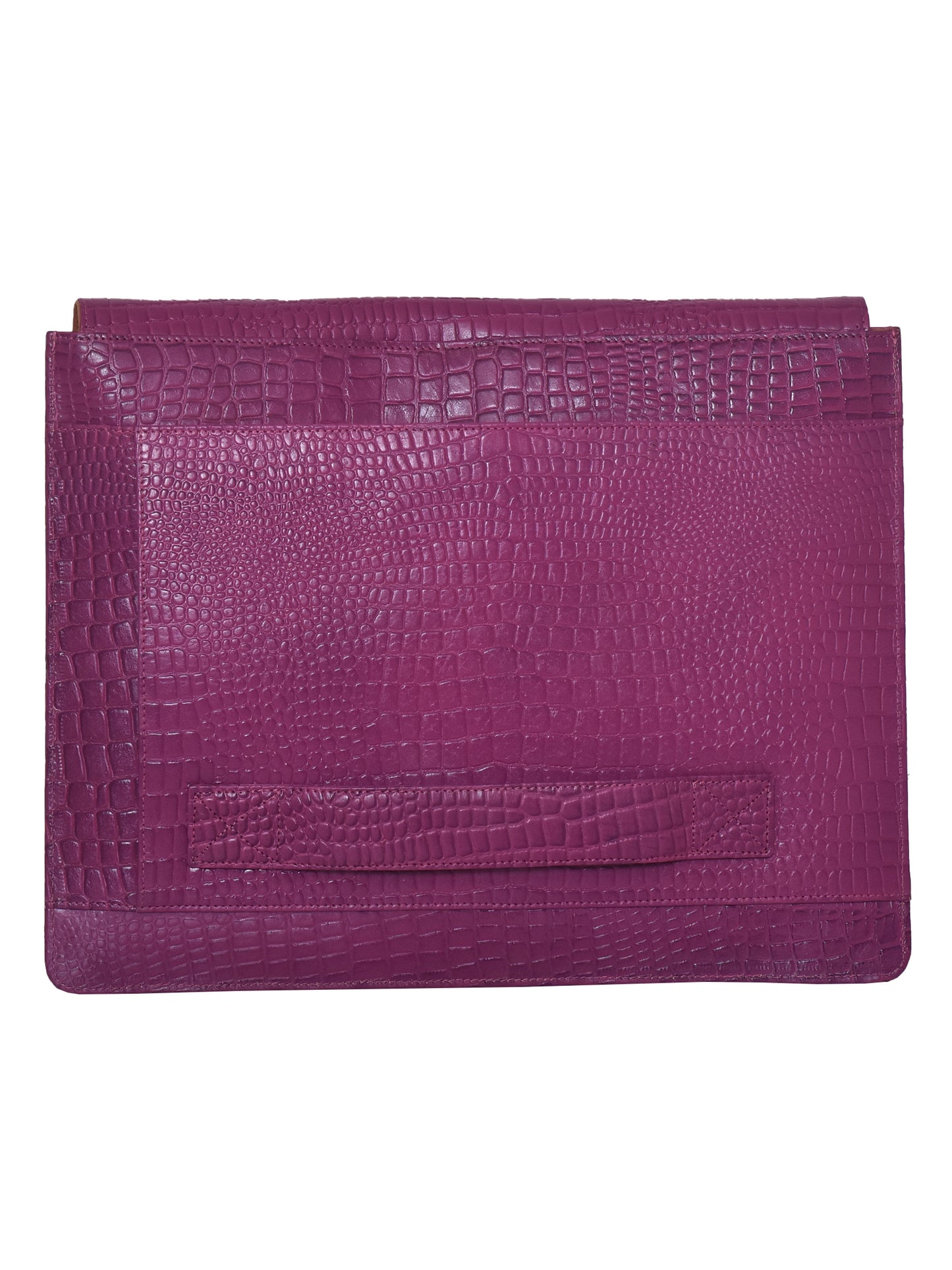 Unisex Burgundy Crocodile Textured Leather Laptop Sleeve 16 Inch (OMLS-017-C16-BGNDY)