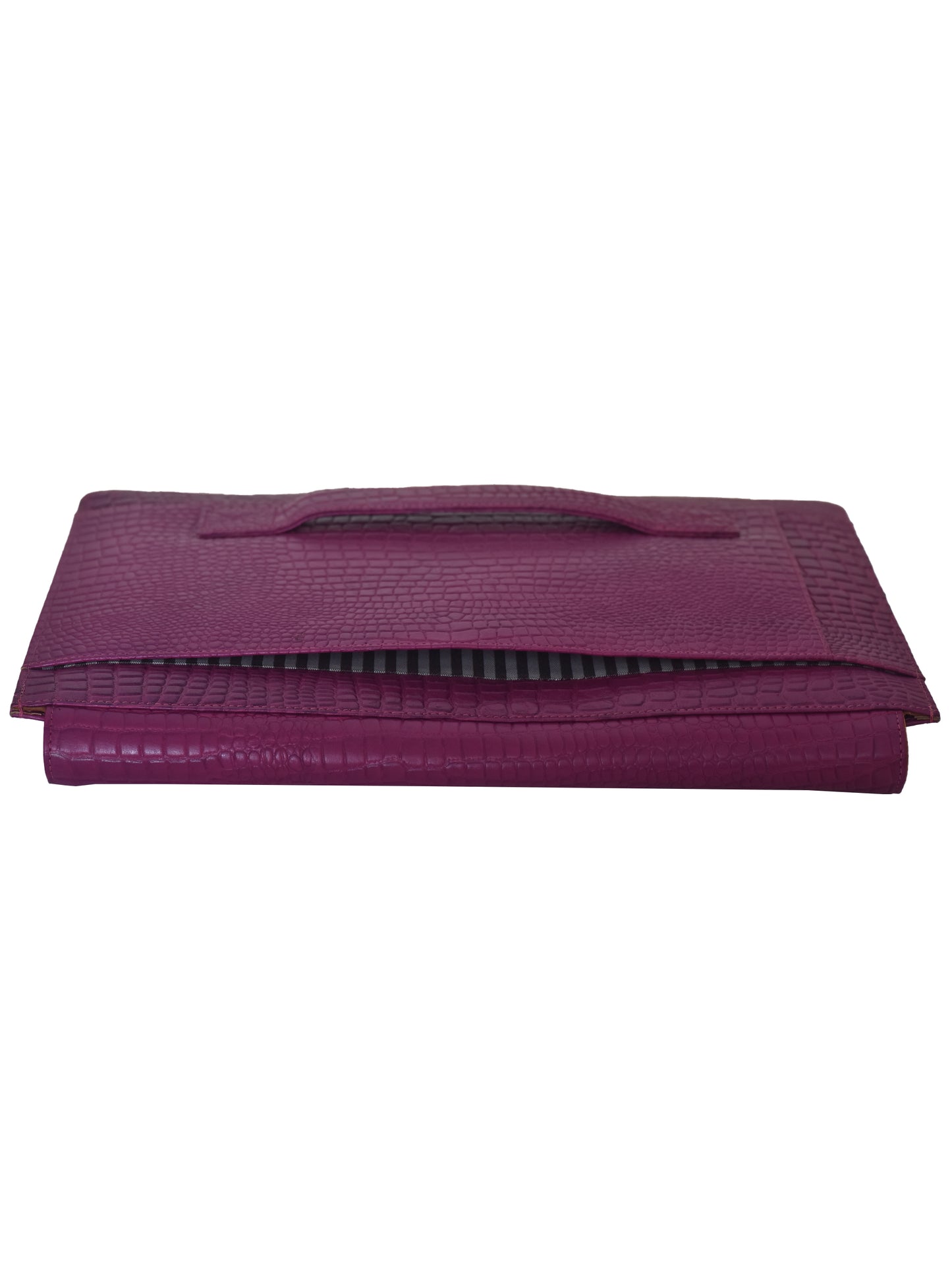 Unisex Burgundy Crocodile Textured Leather Laptop Sleeve 16 Inch (OMLS-017-C16-BGNDY)