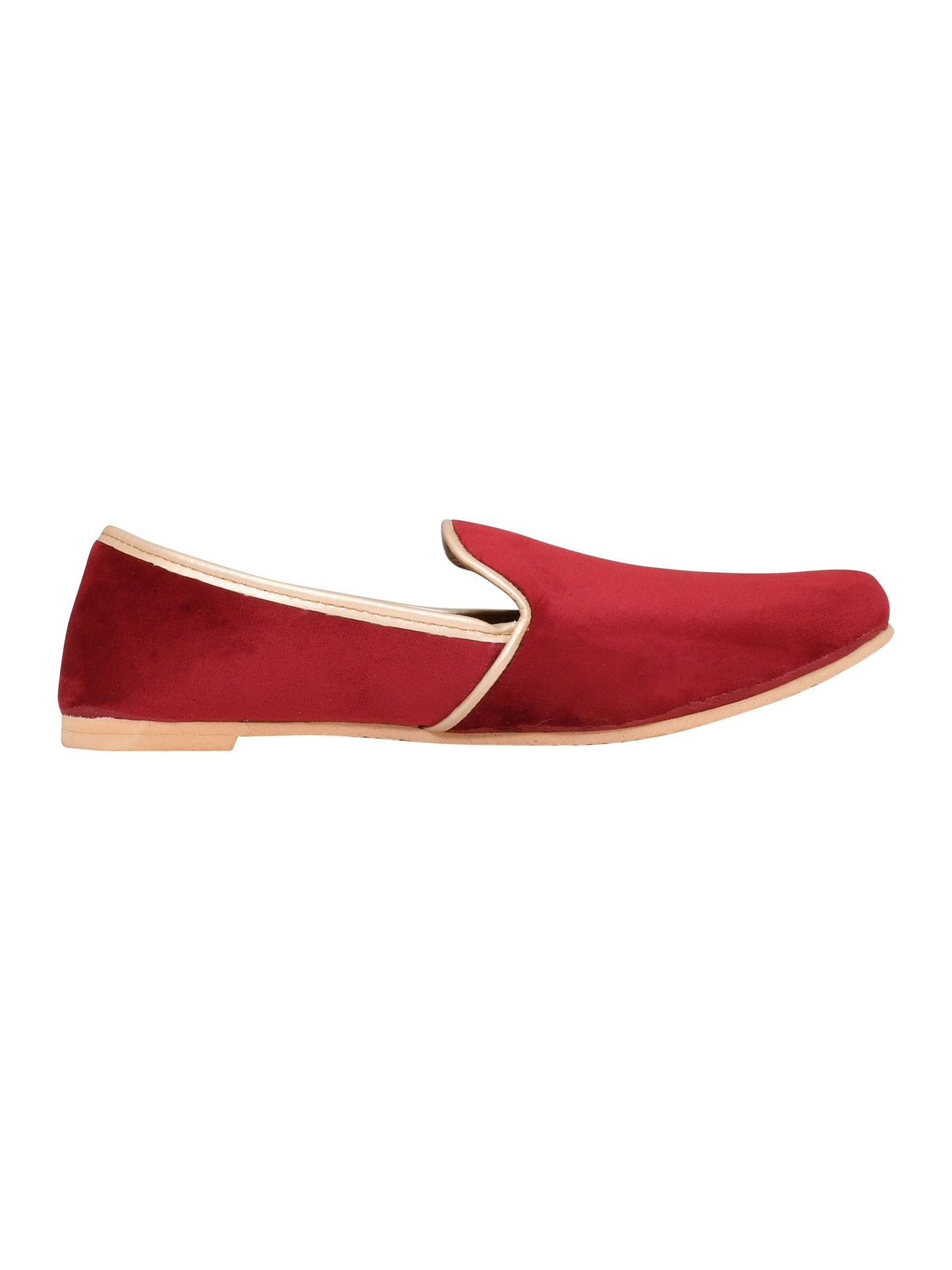 Men Maroon Ethnic Jutis / Mojaris - Vegan Velvet Slip-On  (OMMJ-016-MAROON)