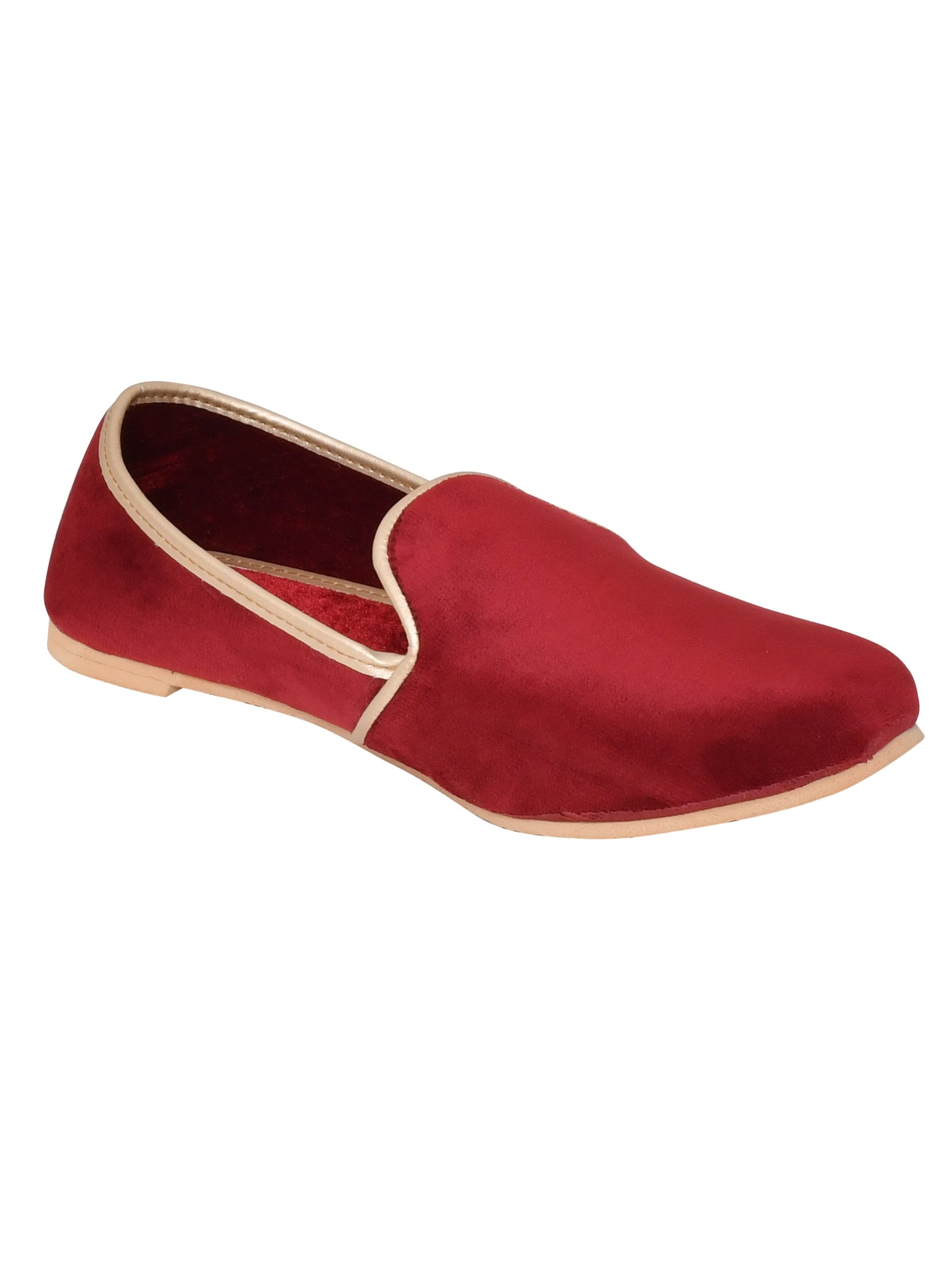 Men Maroon Ethnic Jutis / Mojaris - Vegan Velvet Slip-On  (OMMJ-016-MAROON)