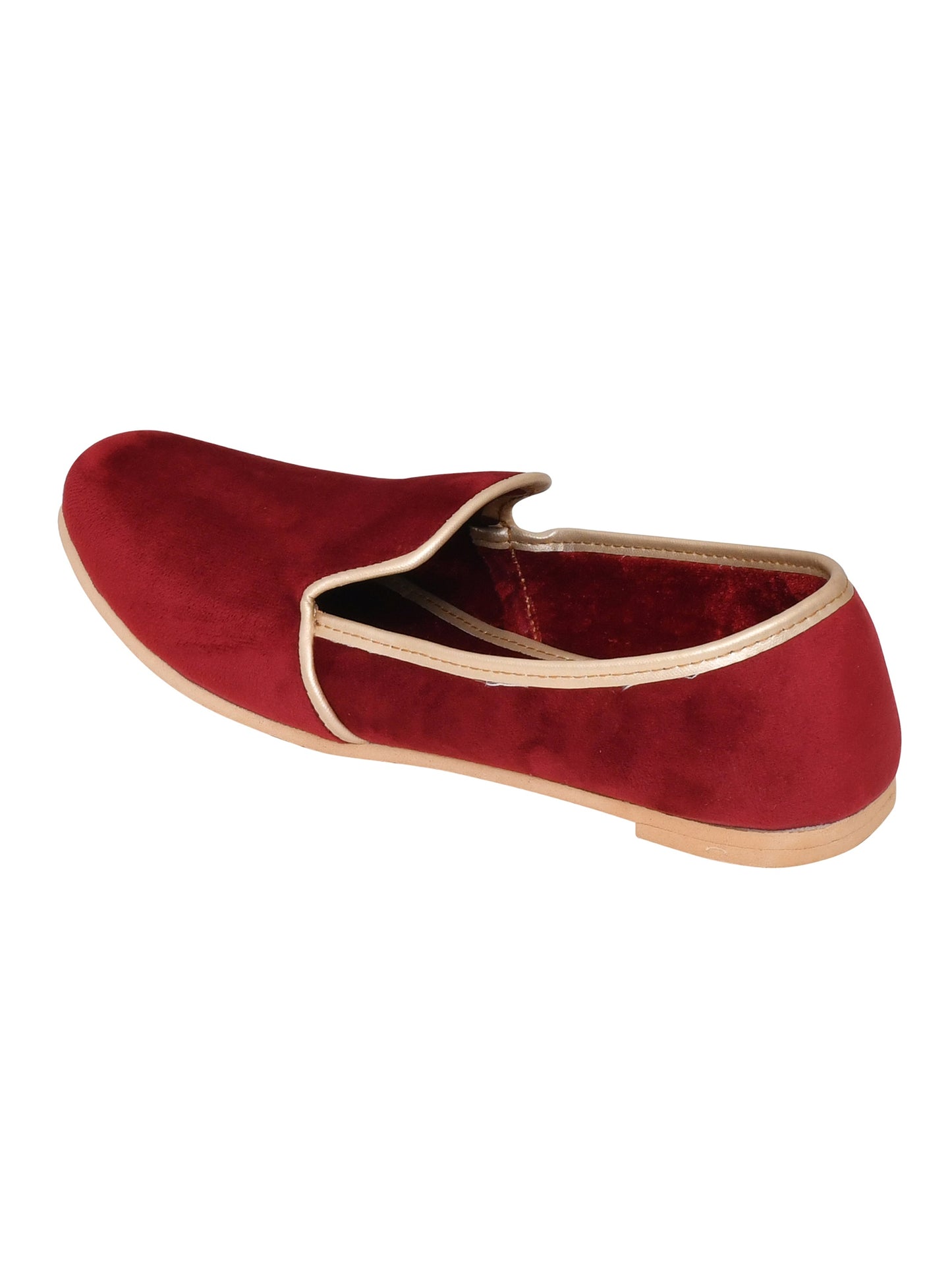 Men Maroon Ethnic Jutis / Mojaris - Vegan Velvet Slip-On  (OMMJ-016-MAROON)