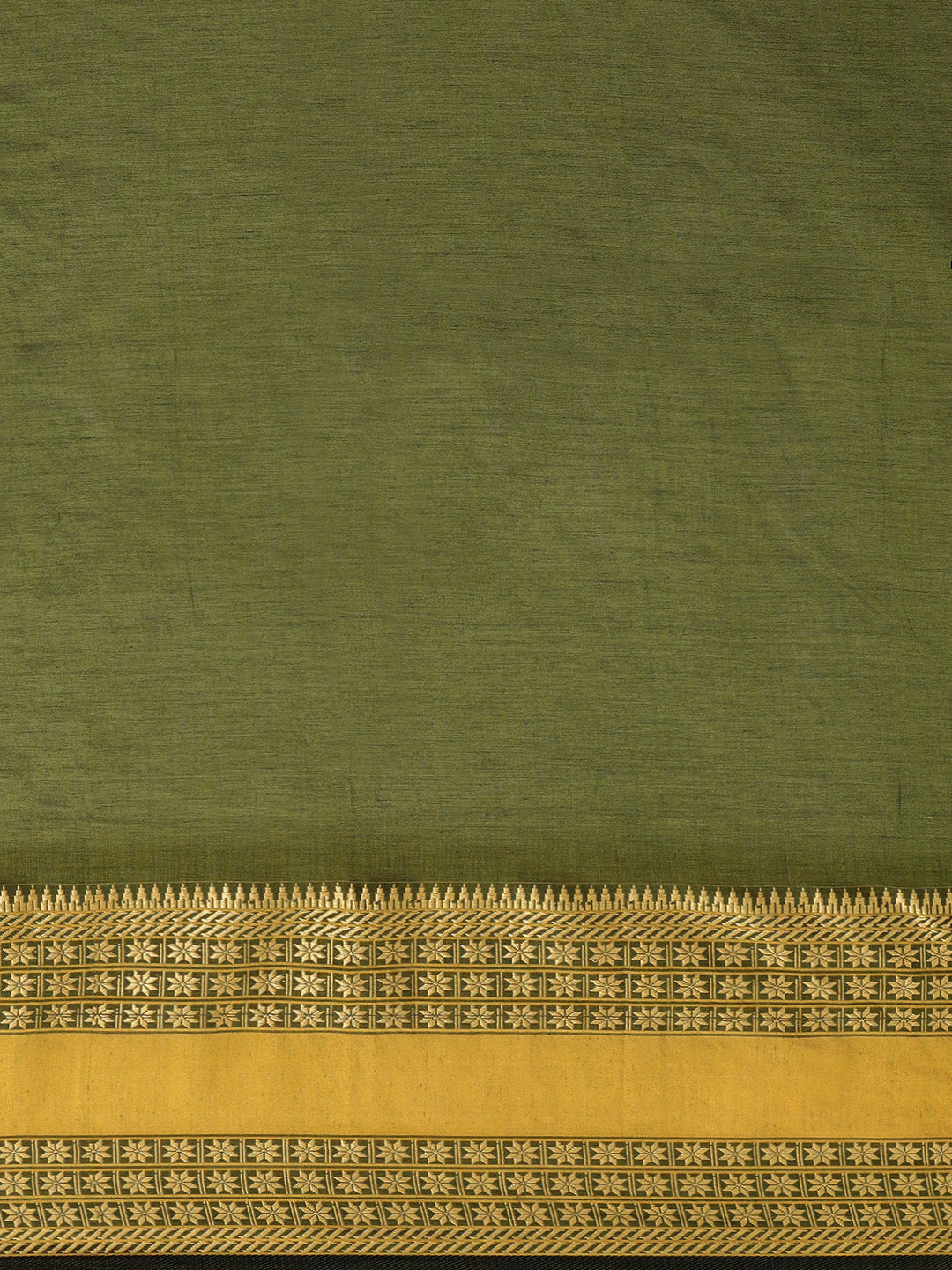 Pure Cotton Green & Mustard Floral Embroidered Handloom Saree (TDSR4-26-GREEN)